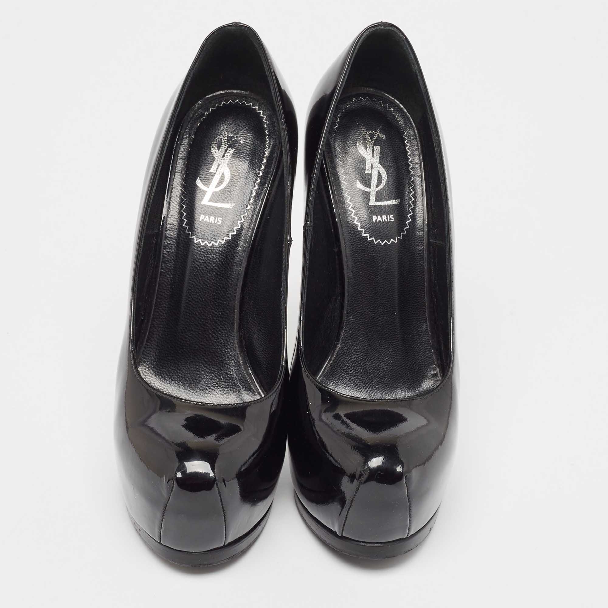 Yves Saint Laurent Black Patent Leather Tribtoo Pumps Size 36