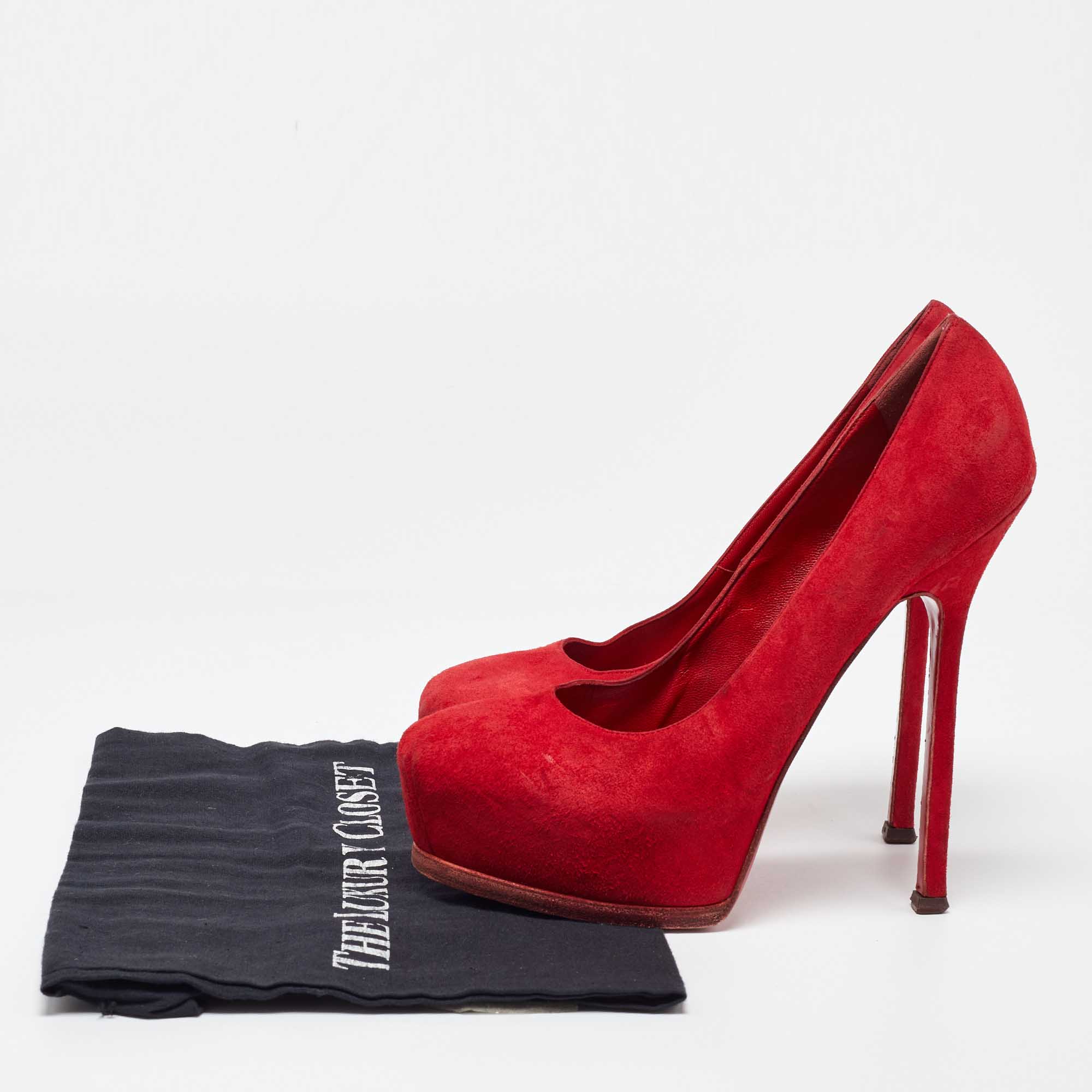 Yves Saint Laurent Red Suede Tribtoo Pumps Size 39