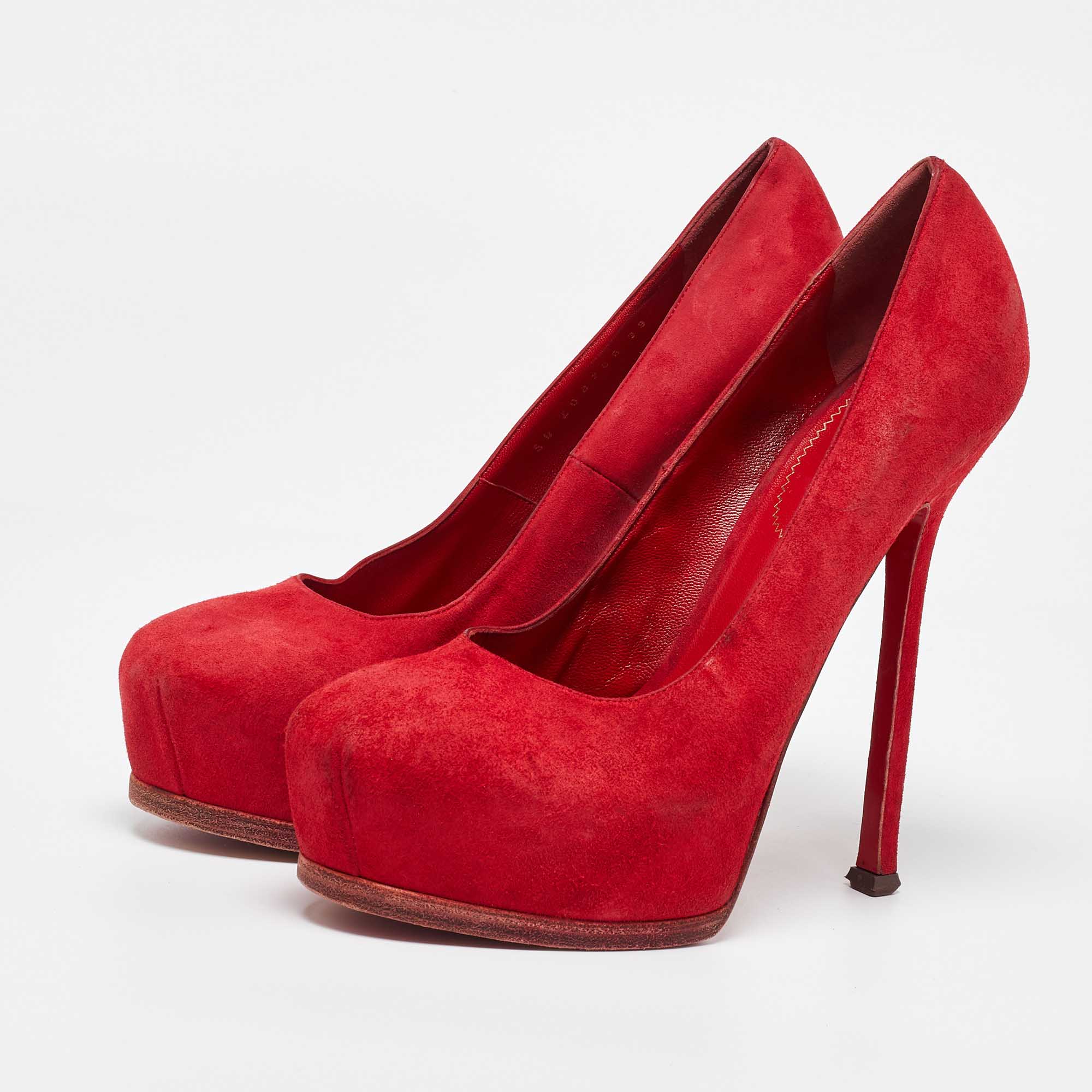 Yves Saint Laurent Red Suede Tribtoo Pumps Size 39