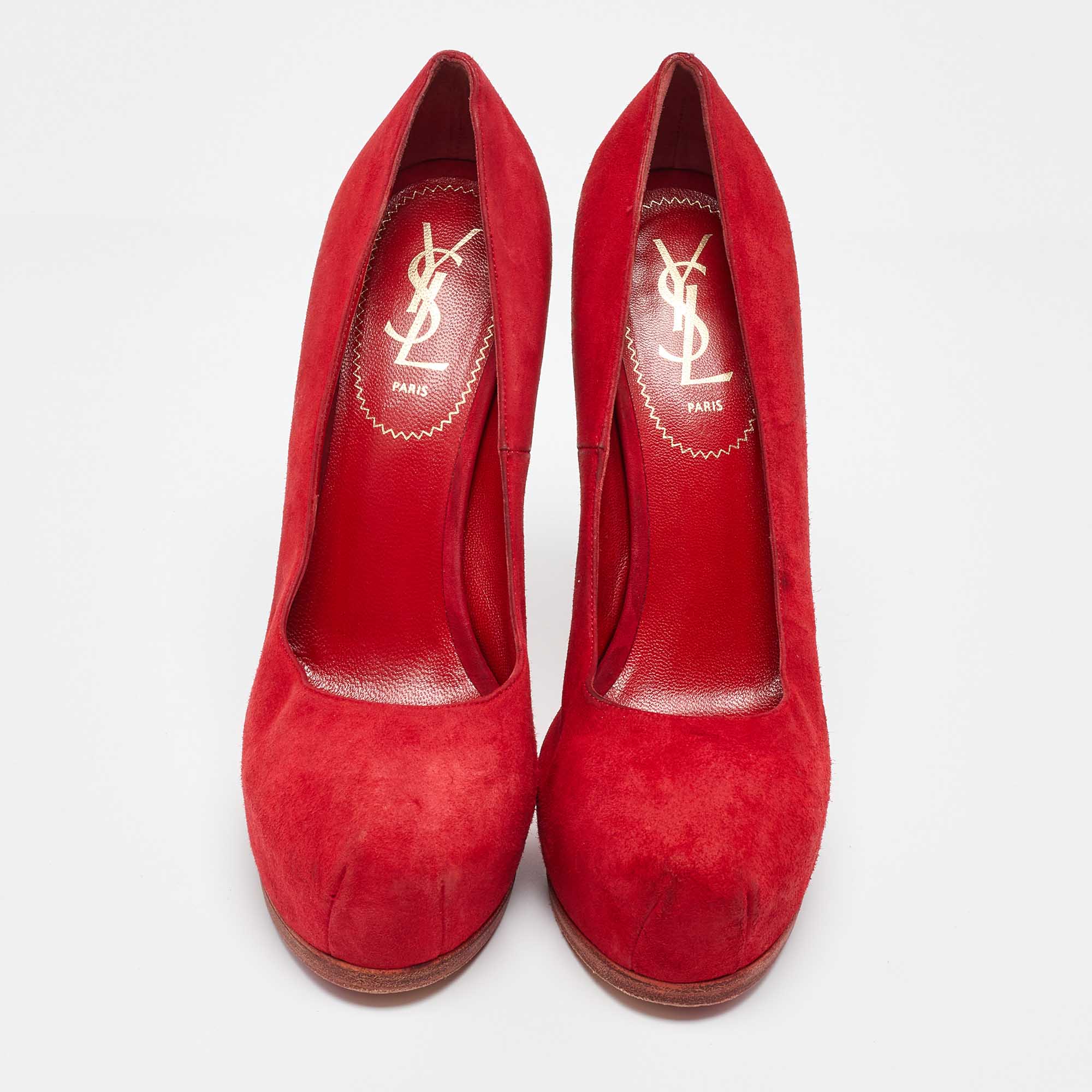 Yves Saint Laurent Red Suede Tribtoo Pumps Size 39