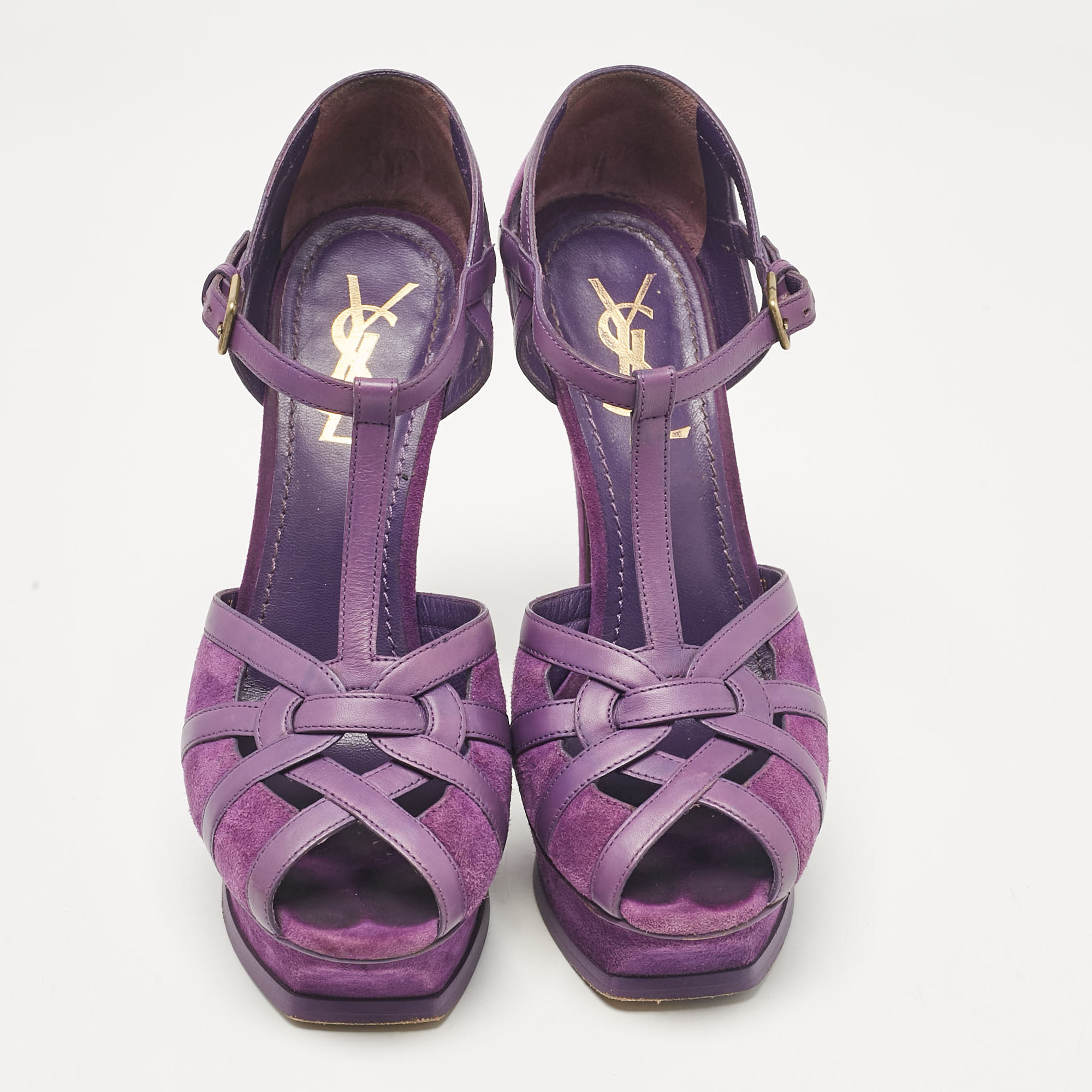 Yves Saint Laurent Purple Tribute Ankle Strap Sandals Size 37