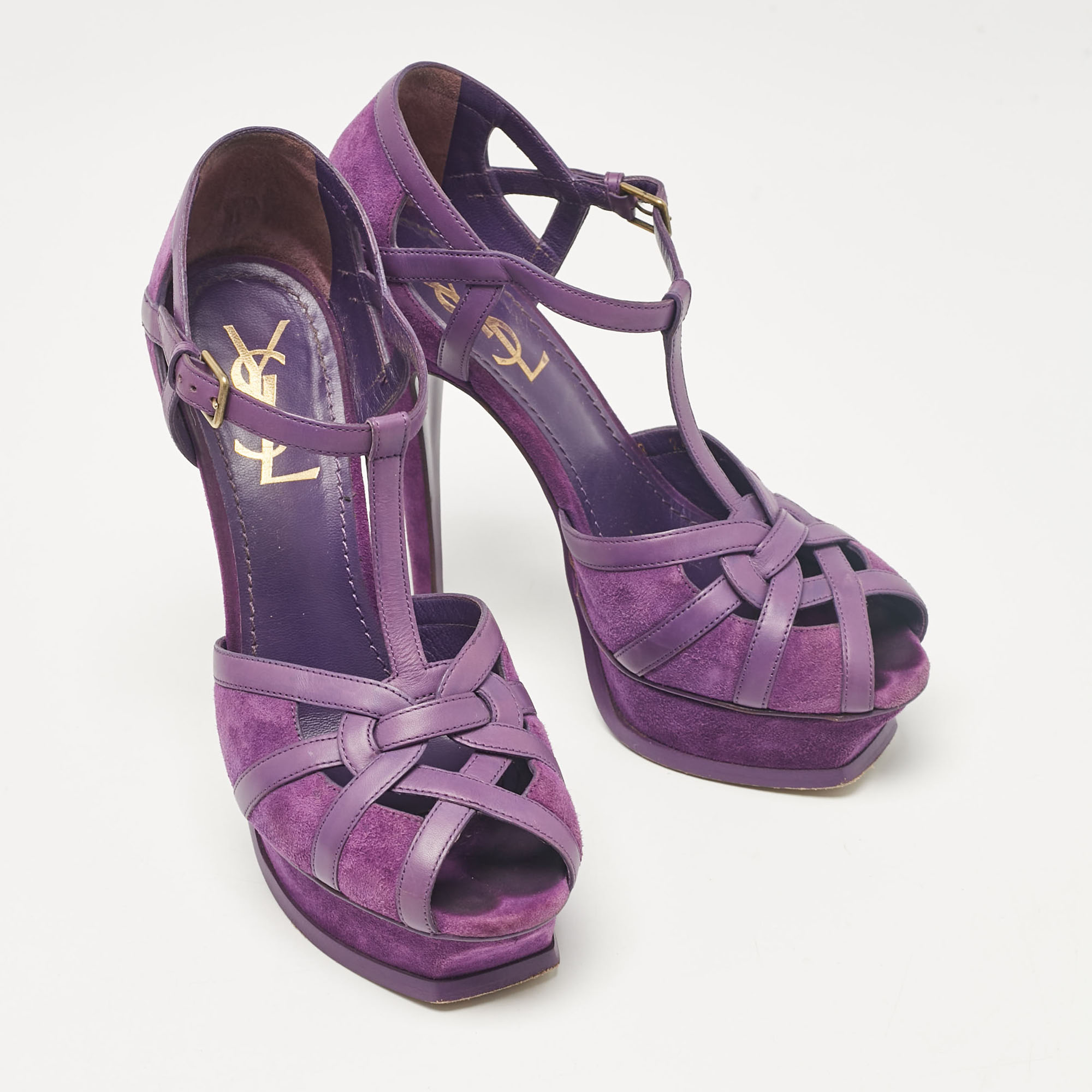 Yves Saint Laurent Purple Tribute Ankle Strap Sandals Size 37