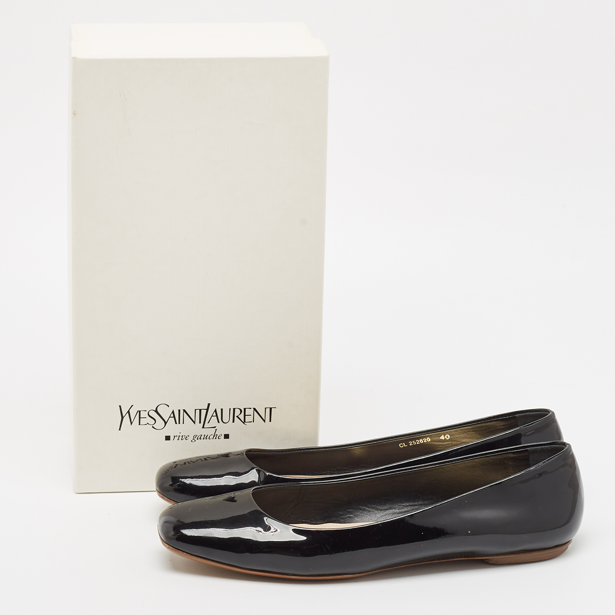 Yves Saint Laurent Black Patent Leather Love Ballet Flats Size 40