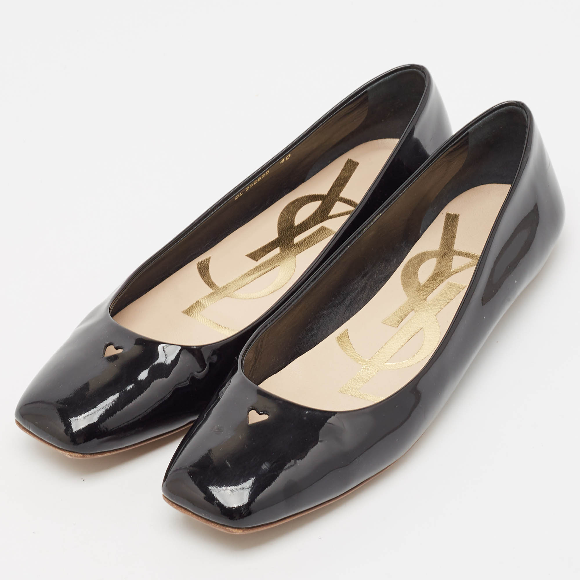 Yves Saint Laurent Black Patent Leather Love Ballet Flats Size 40