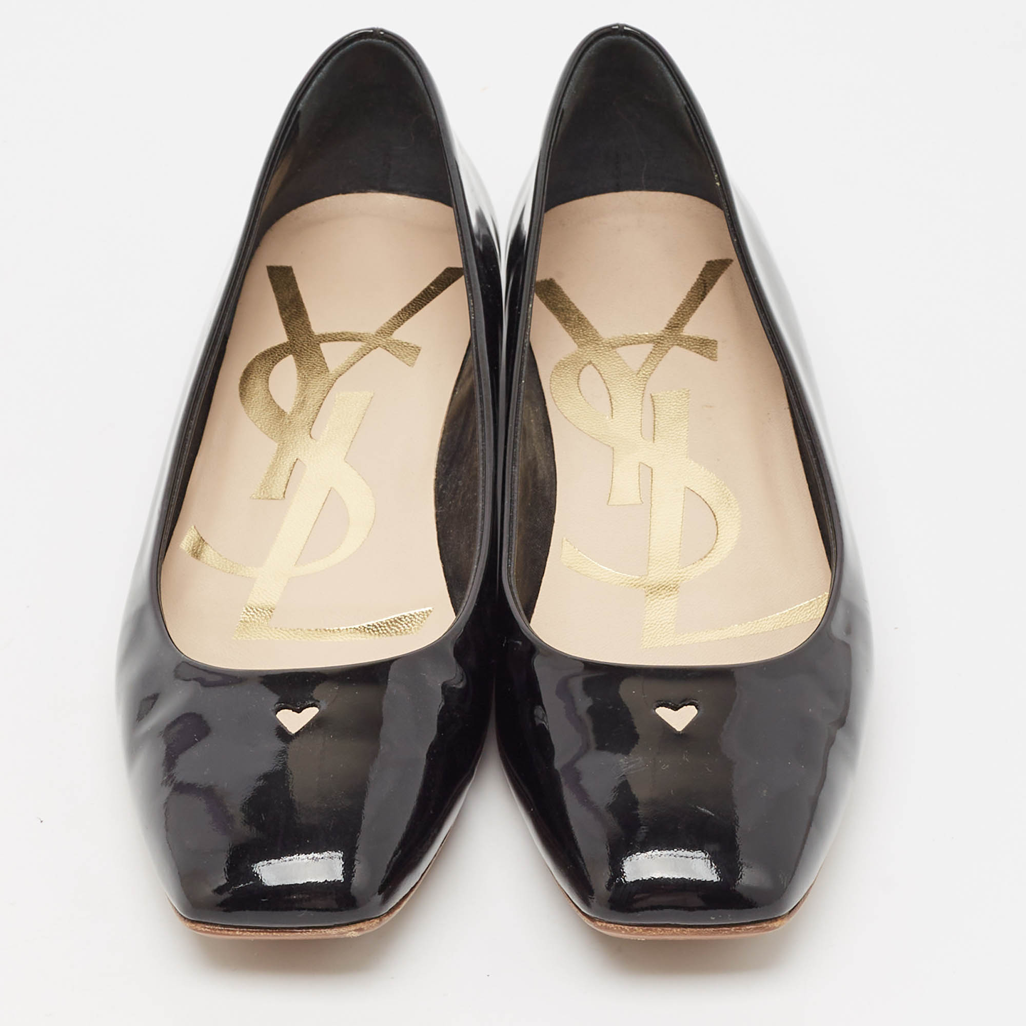 Yves Saint Laurent Black Patent Leather Love Ballet Flats Size 40