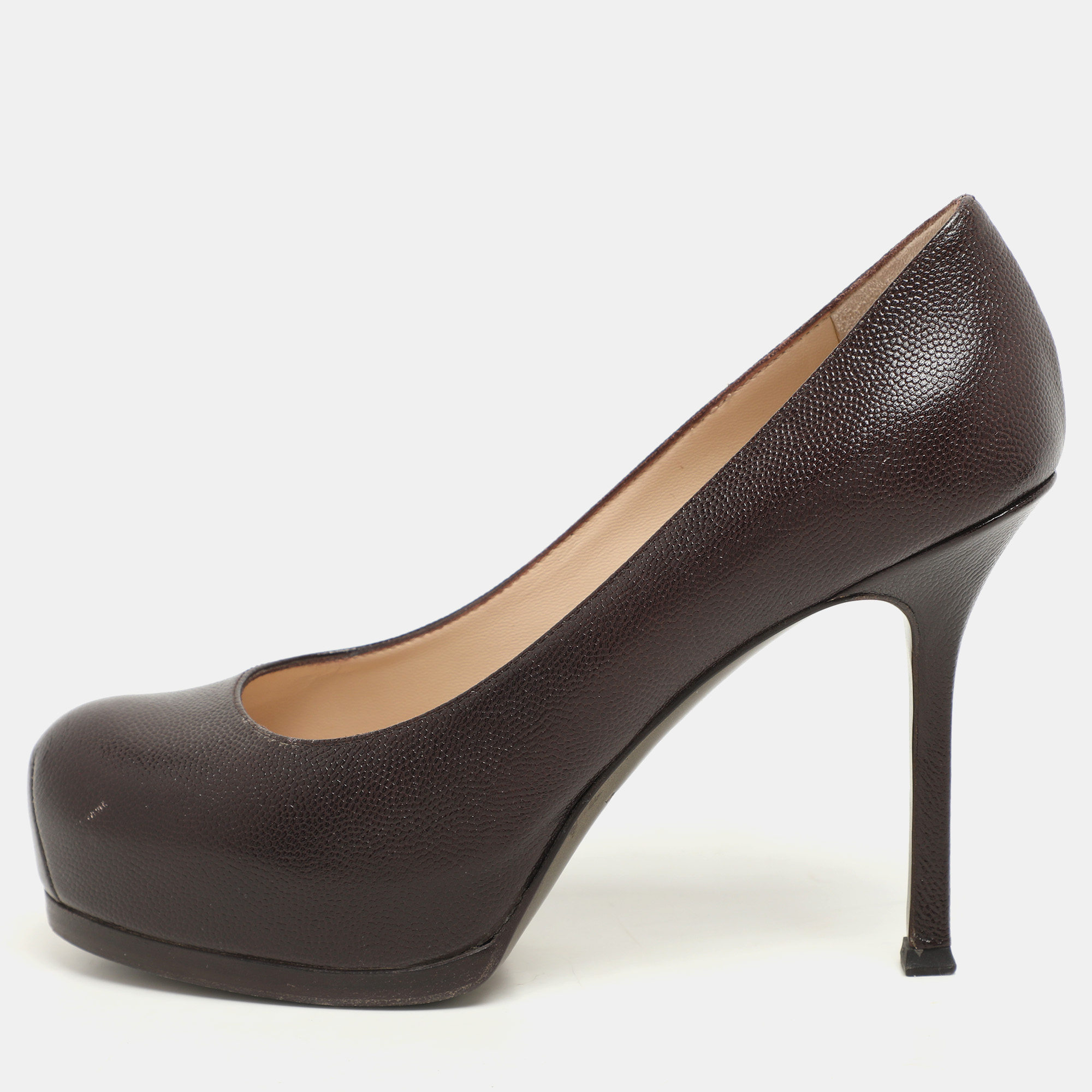 Yves Saint Laurent Brown Textured Leather Tribtoo Platform Pumps Size
Yves Saint Laurent Brown Textured Leather Tribtoo Platform Pumps Size
