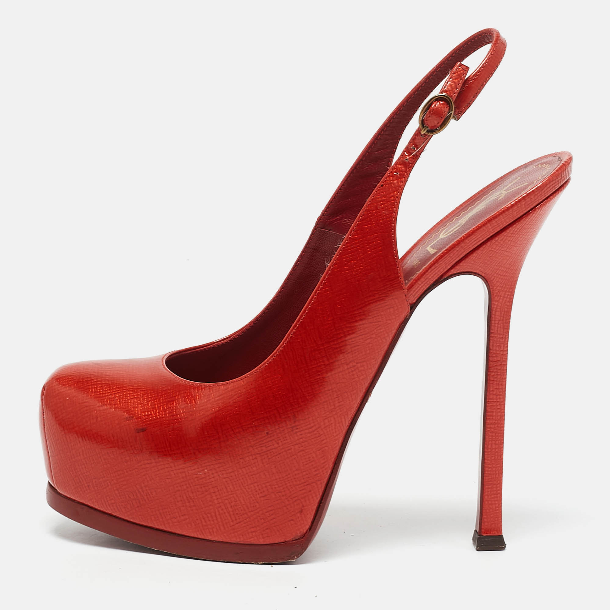 Yves Saint Laurent Red Patent Leather Tribtoo Slingback Pumps Size
Yves Saint Laurent Red Patent Leather Tribtoo Slingback Pumps Size
