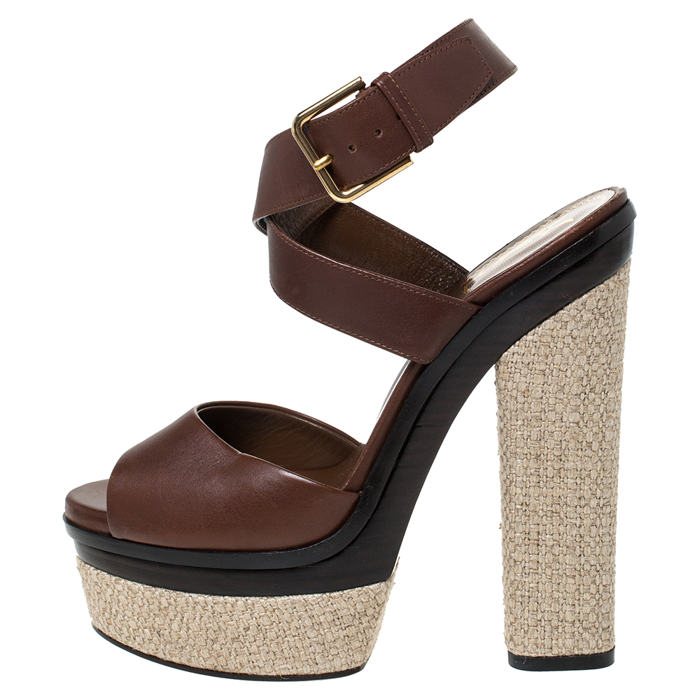 Yves Saint Laurent Brown Leather Espadrille Platform Ankle Strap Sandals Size
Yves Saint Laurent Brown Leather Espadrille Platform Ankle Strap Sandals Size