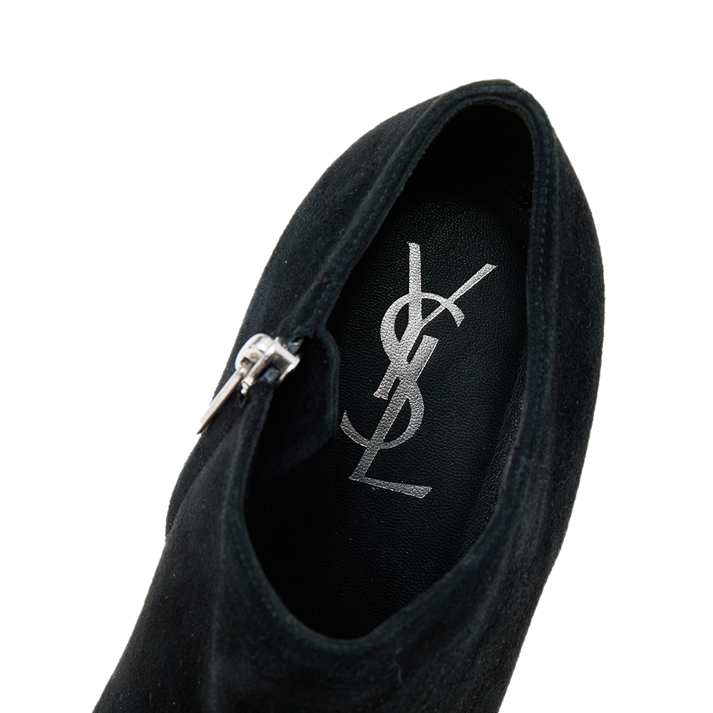 Yves Saint Laurent Black Suede Platform Ankle Boots Size 40