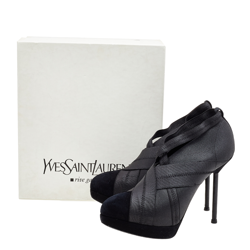 Yves Saint Laurent Black Elastic Bandage And Suede Booties Size 39.5