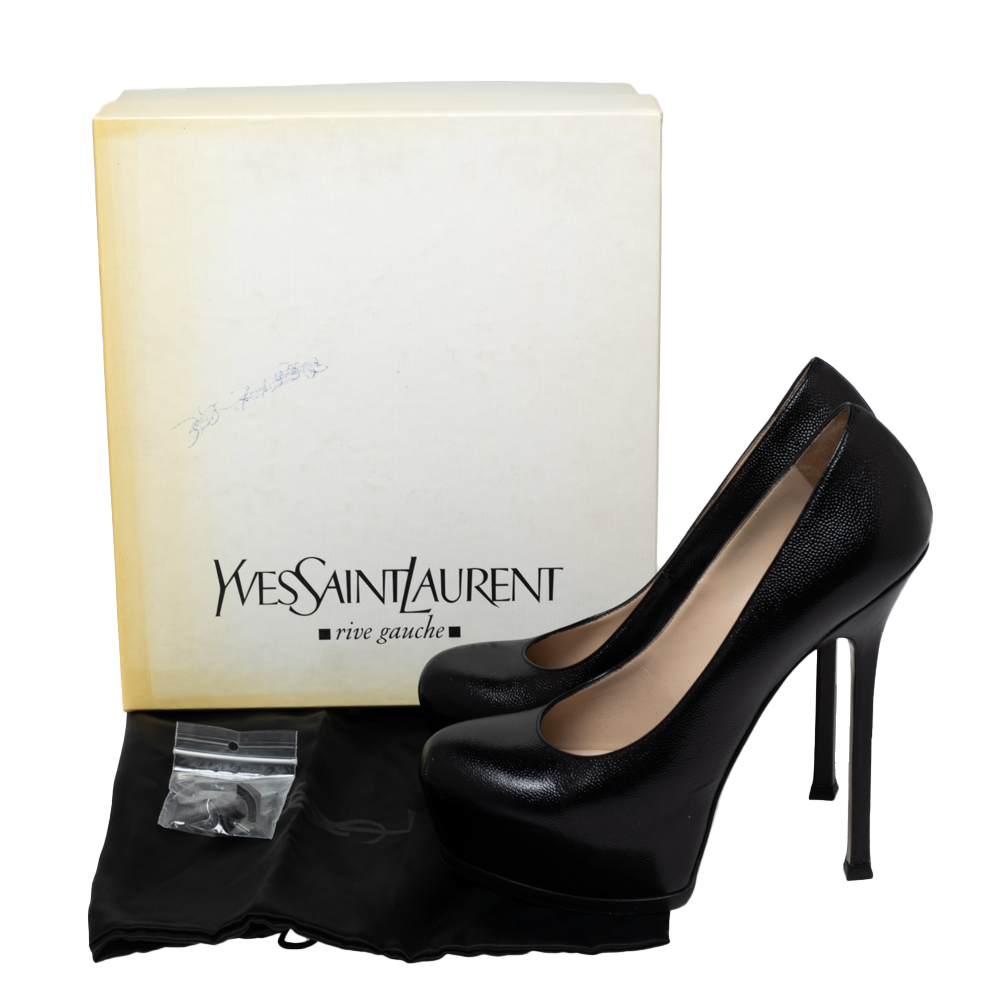 Yves Saint Laurent Black Leather Tribtoo Platform Pumps Size 40