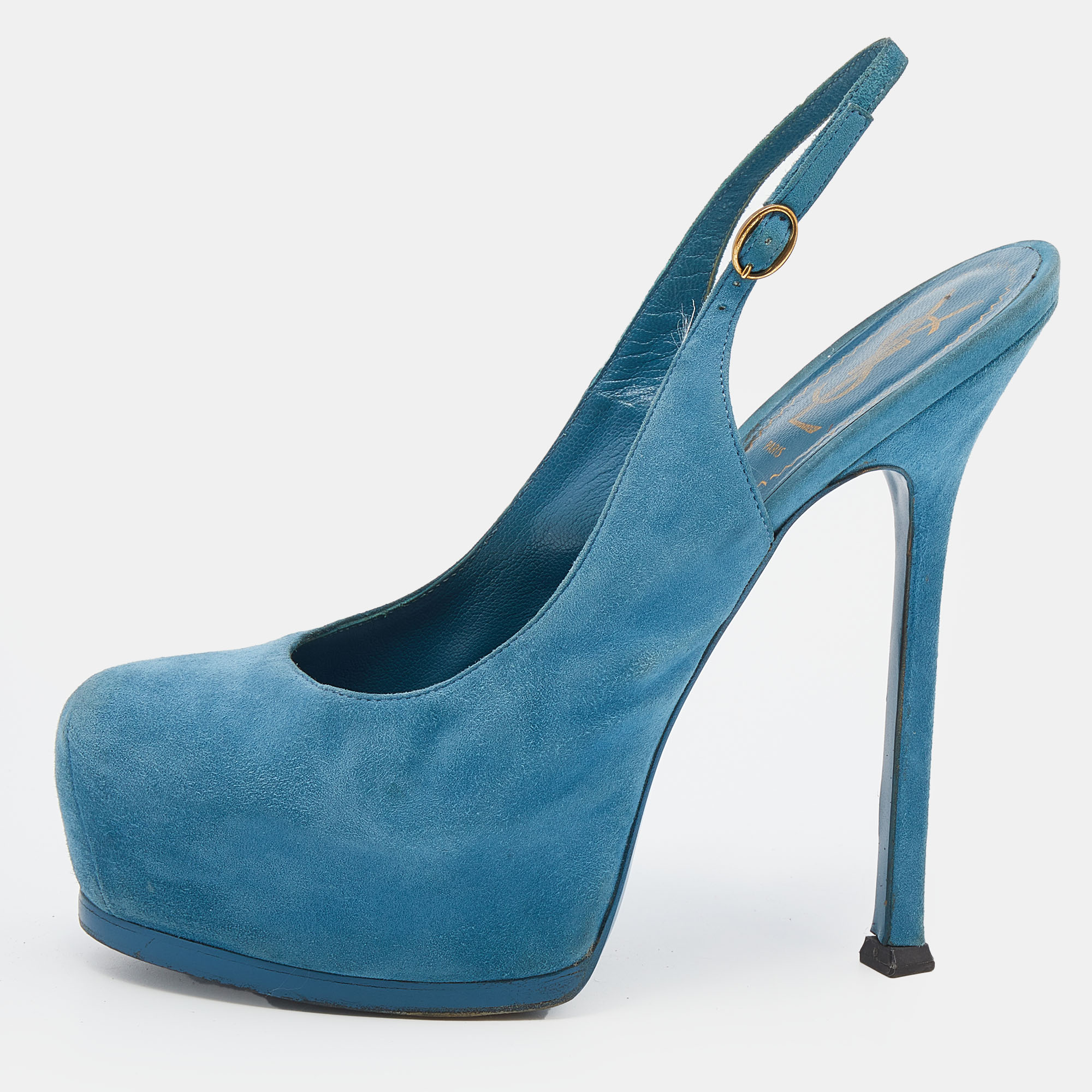 蓝色麂皮凉鞋