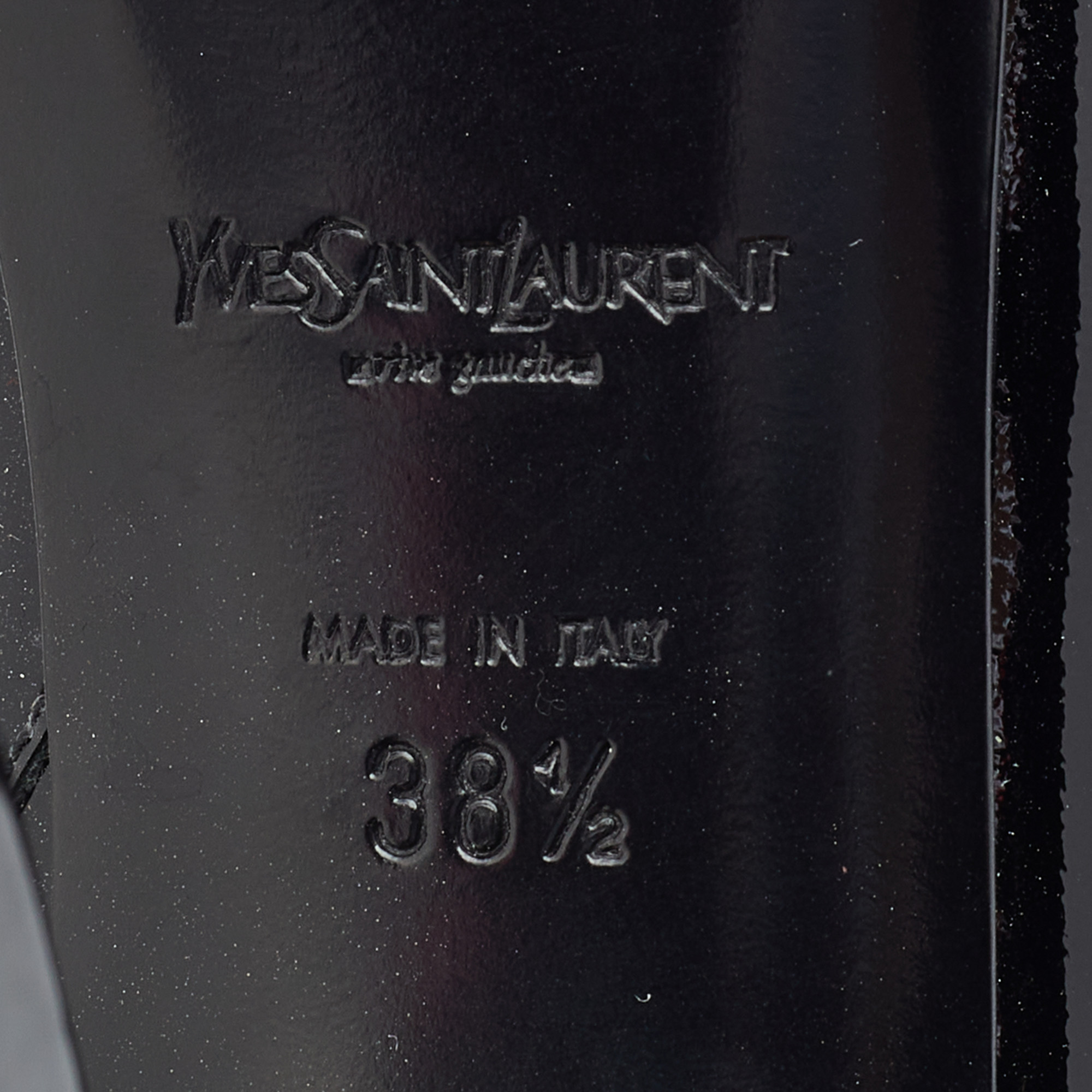 Yves Saint Laurent Black Patent Leather Platform Booties Size 38.5