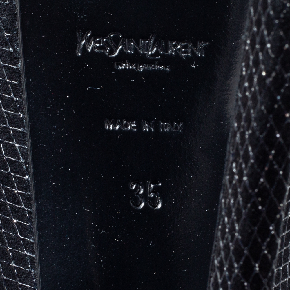 Yves Saint Laurent Black Suede Tribtoo Platform Pumps Size 35