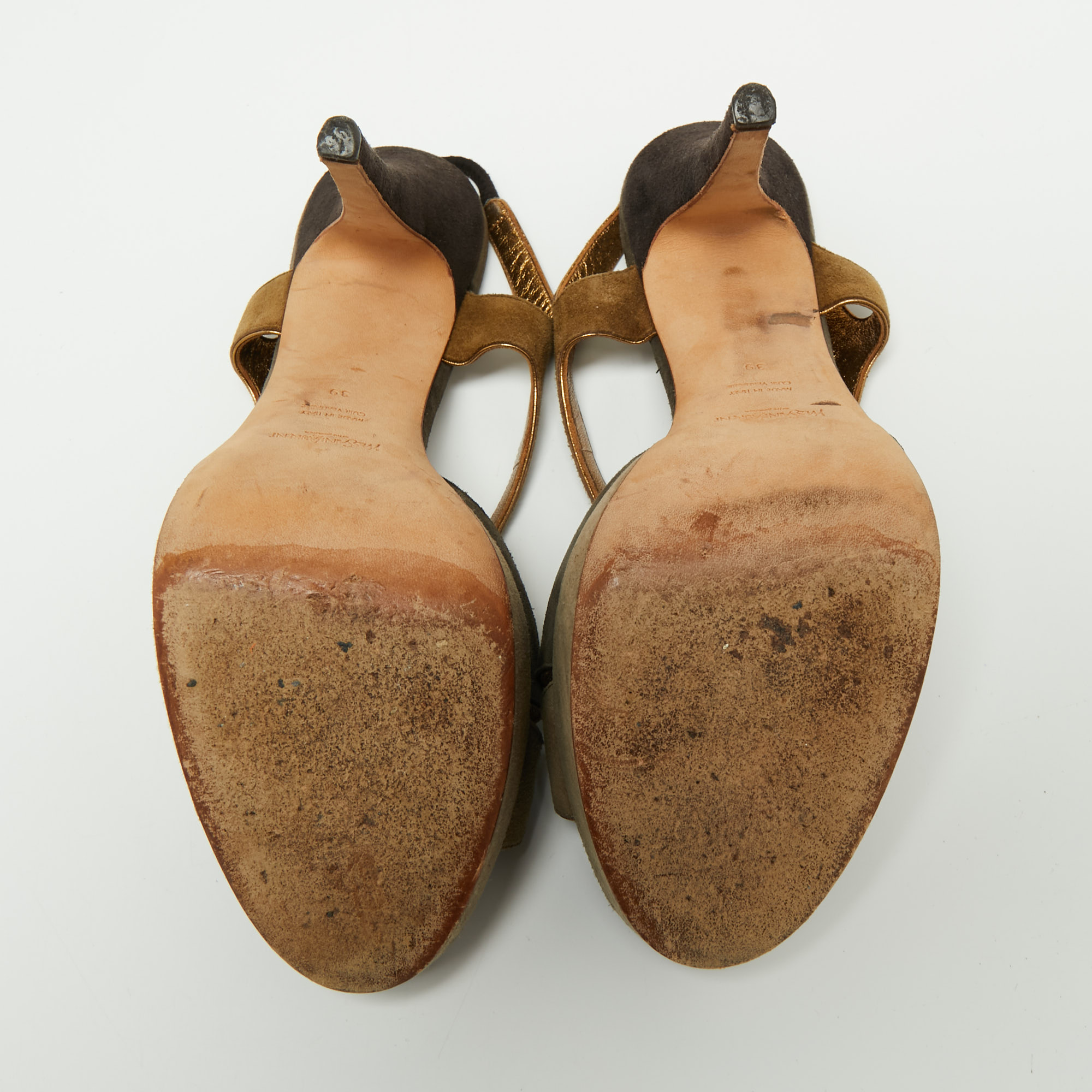 Yves Saint Laurent Multicolor Suede Slingback Platform Sandals Size 39