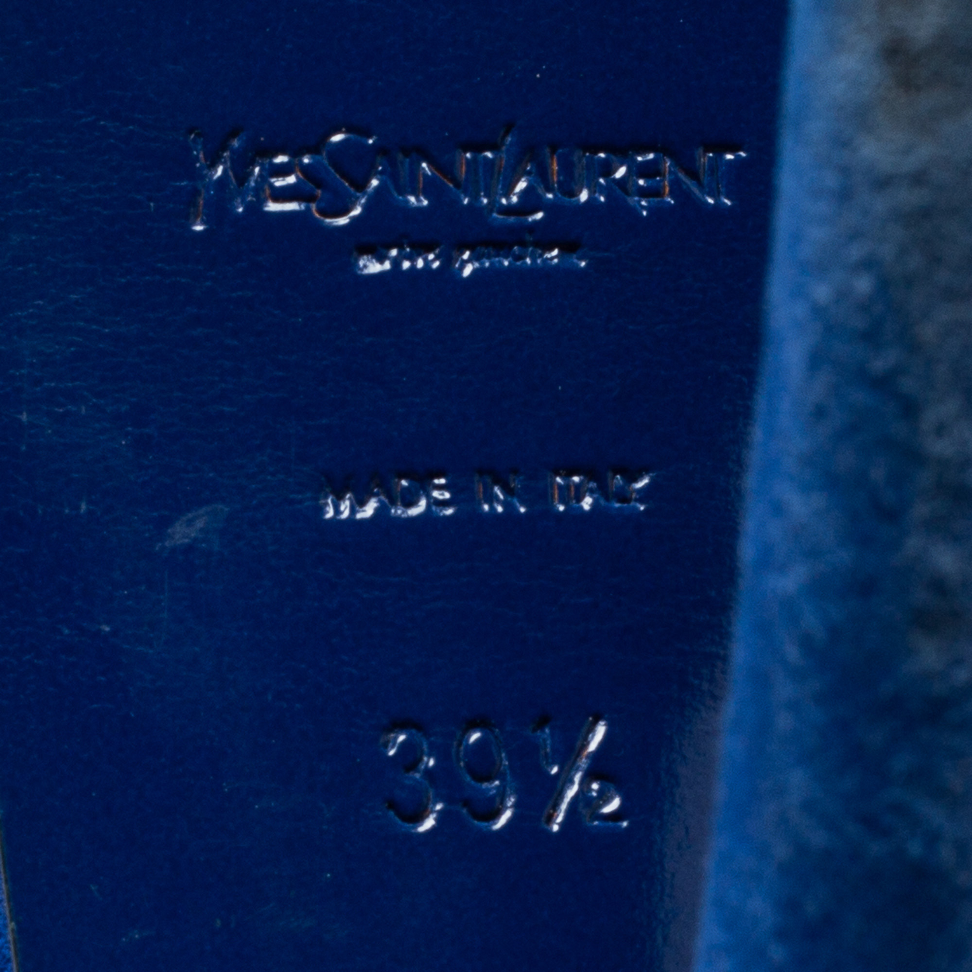 Yves Saint Laurent Navy Blue Suede Chain Detail Platform Sandals Size 39.5