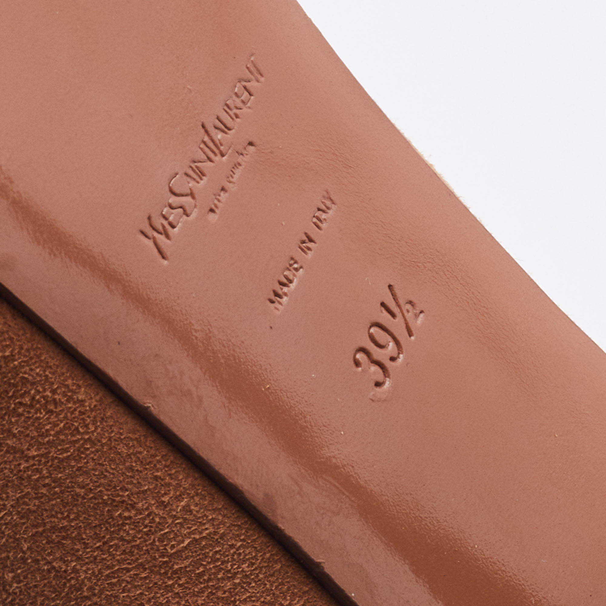 Yves Saint Laurent Brown Suede And Patent Leather Cap Toe Tribtoo Platform Pumps Size 39.5