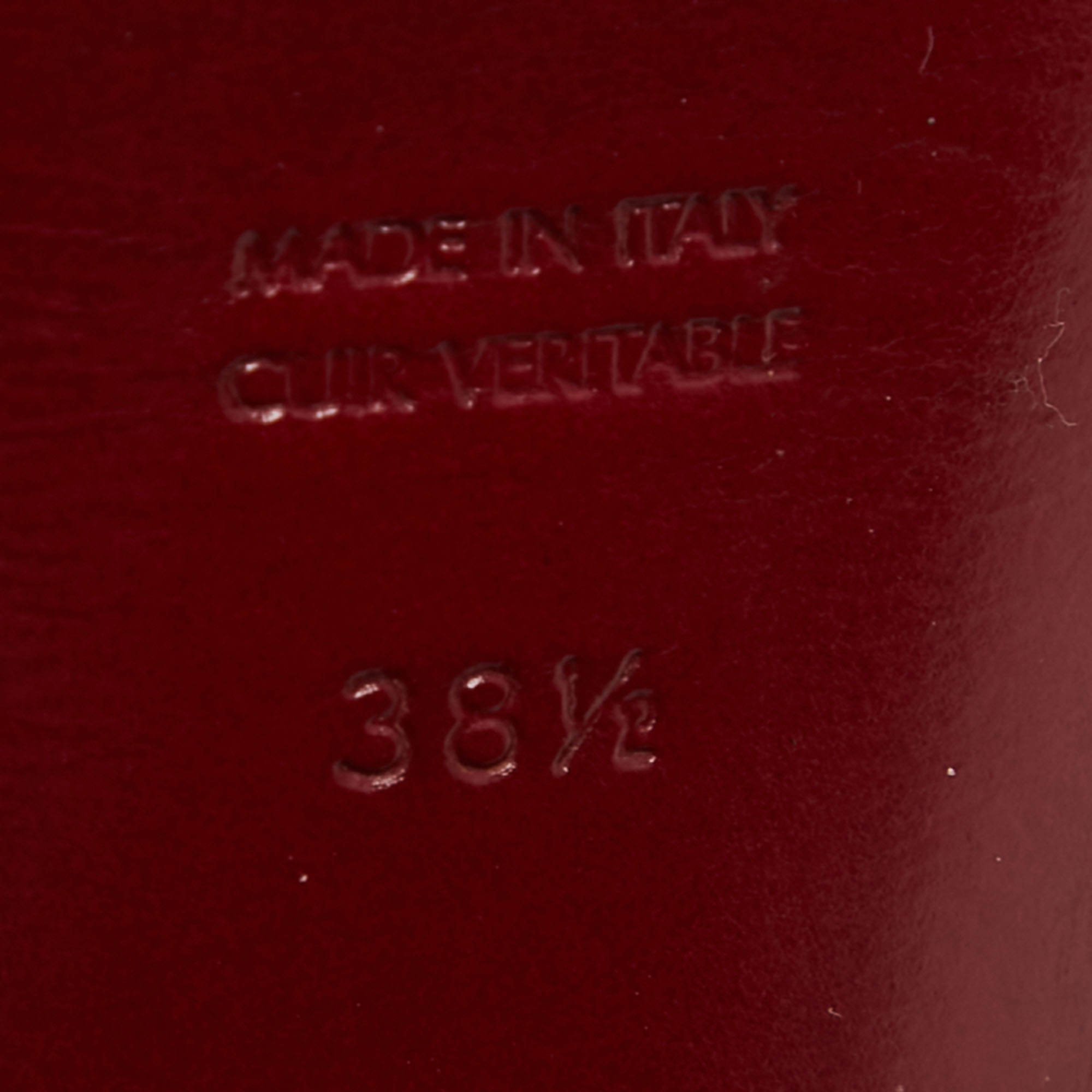 Yves Saint Laurent Burgundy Patent Leather Tribute Sandals Size 38.5
