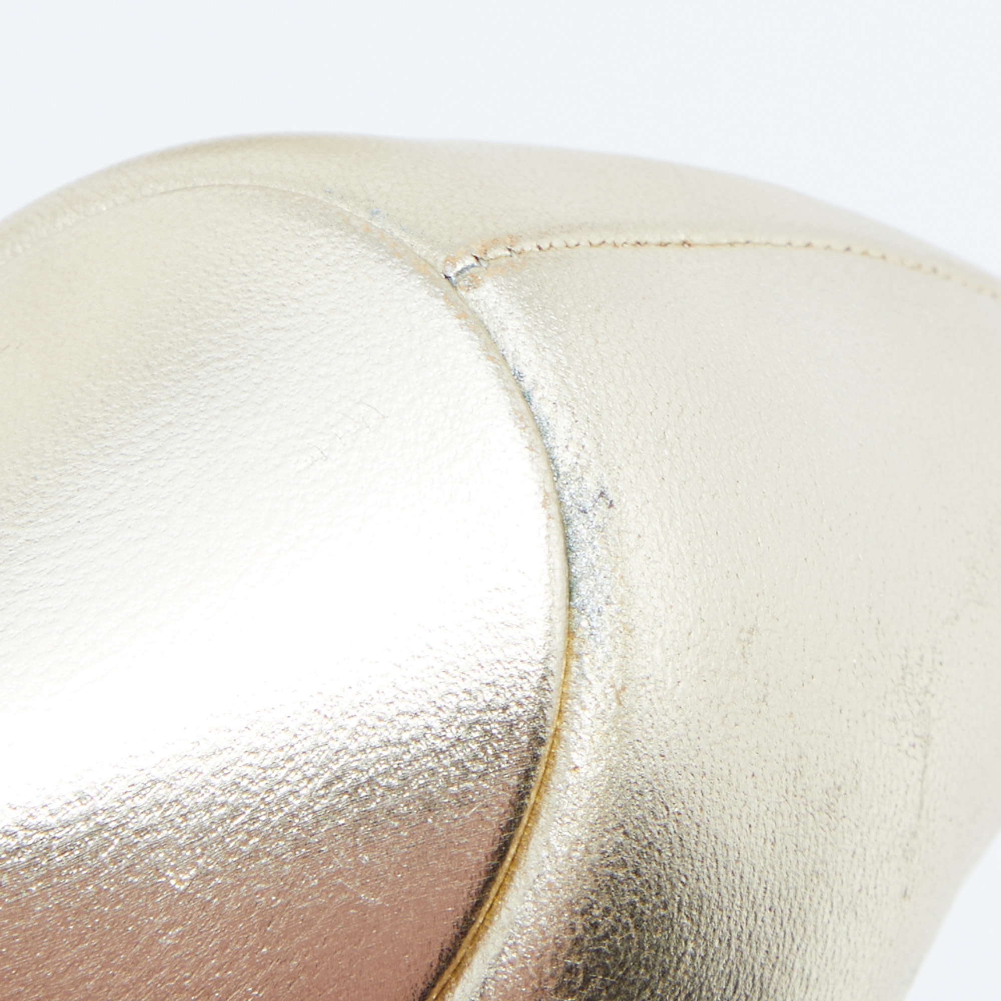Yves Saint Laurent Gold Leather Tribtoo Platform Pumps Size 38.5