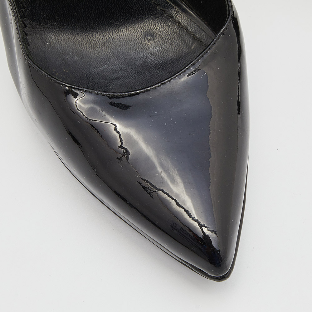 Yves Saint Laurent Black Patent Leather Pointed Toe Platform Pumps Size 37