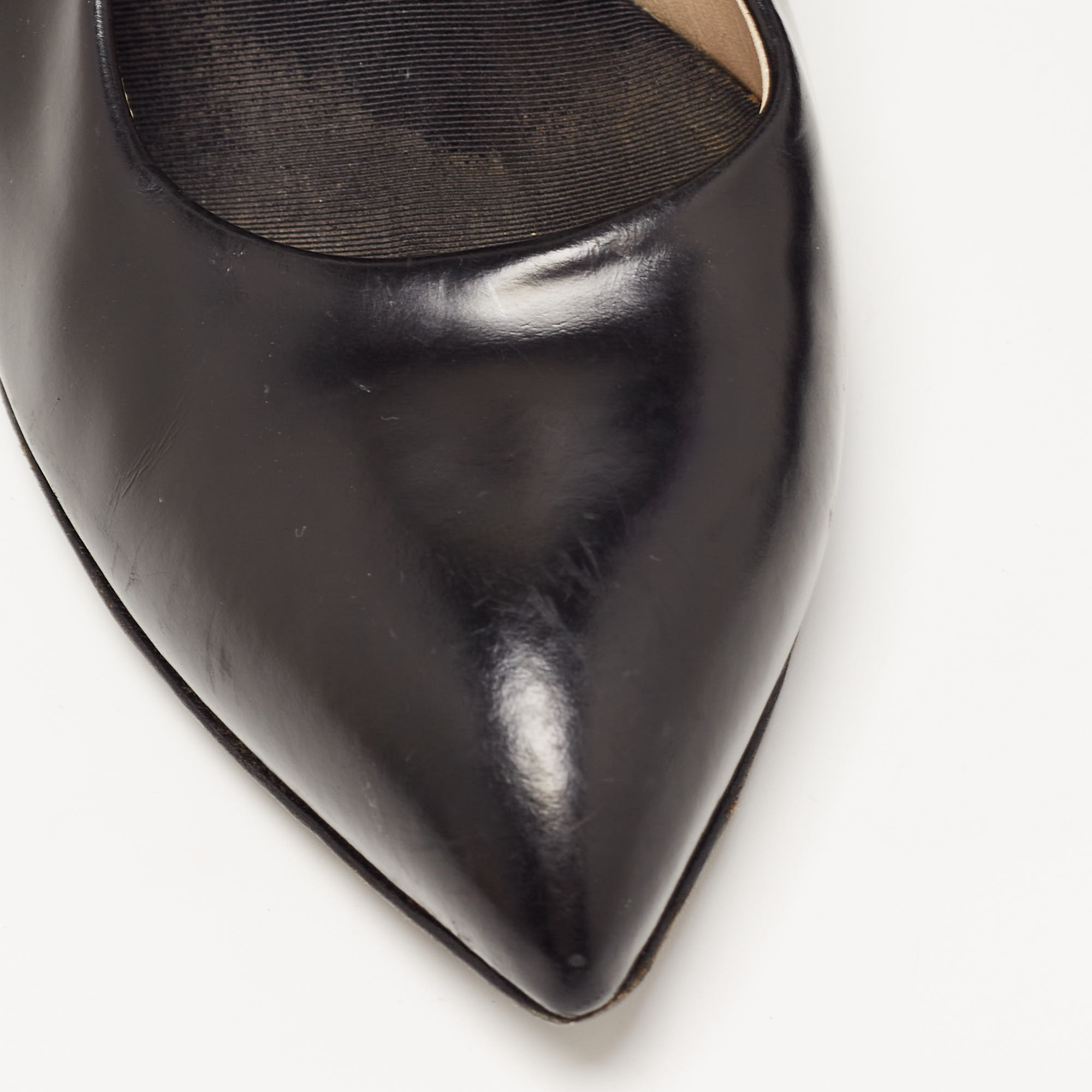 Yves Saint Laurent Black Leather Pointed Toe Wood Heel Pumps Size 41