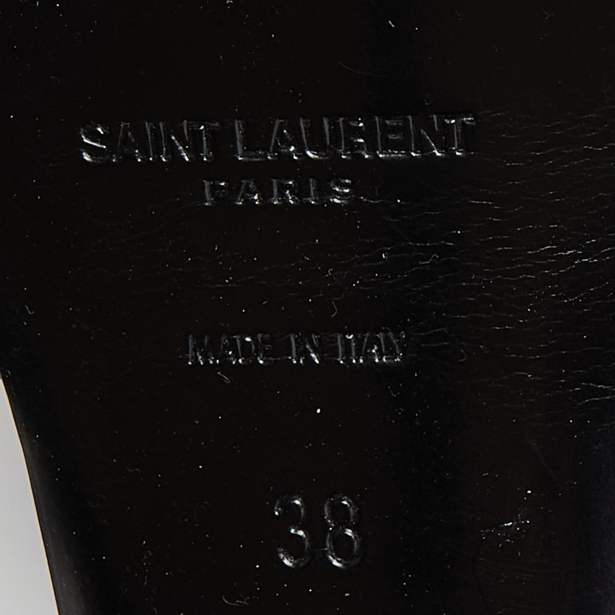 Saint Laurent Black Croc Embossed Leather Tribute Sandals Size 38