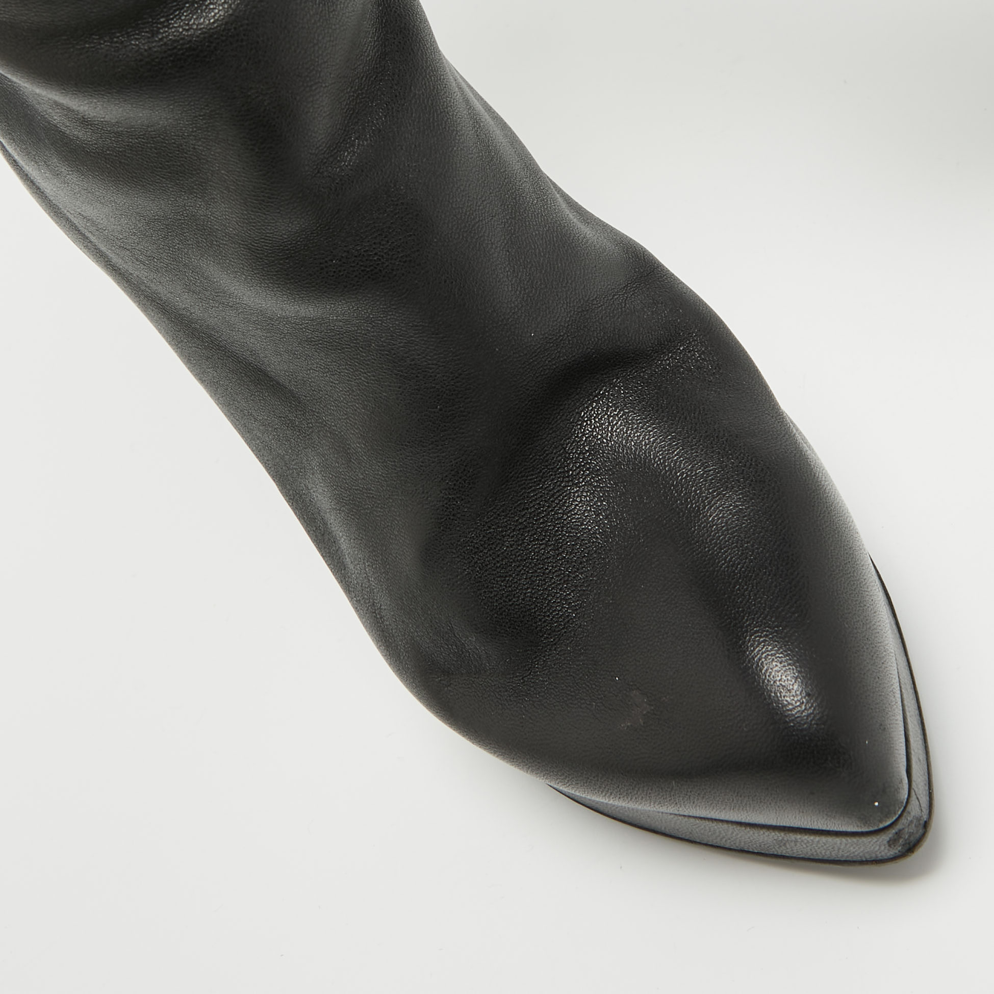 Yves Saint Laurent Black Leather Platform Knee Length Boots Size 36