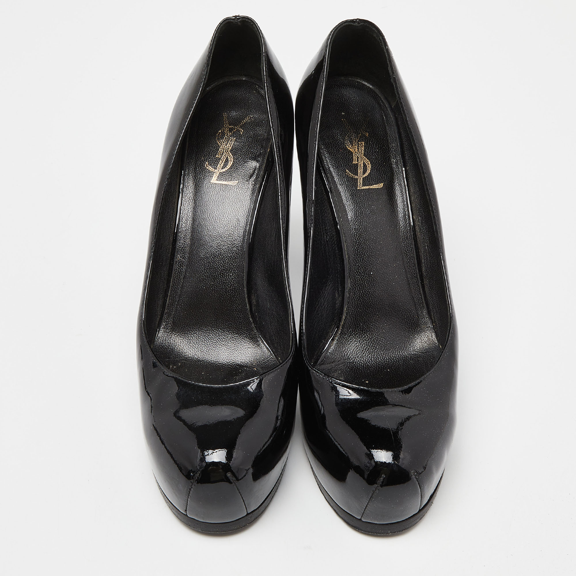 Yves Saint Laurent Black Patent Leather Tribtoo Platform Pumps Size 40.5