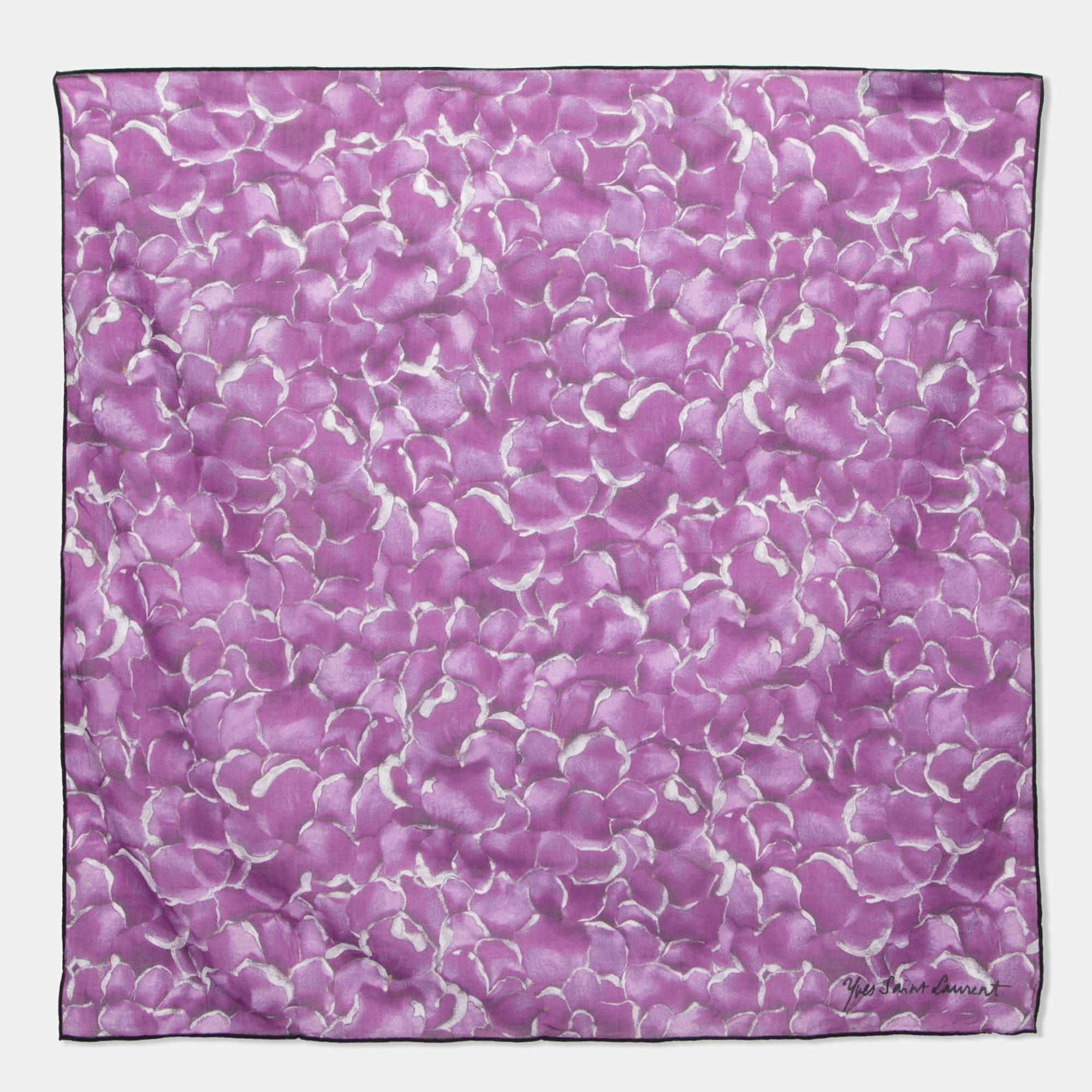 Yves Saint Laurent Rive Gauche Purple Flower Print Cotton Scarf
