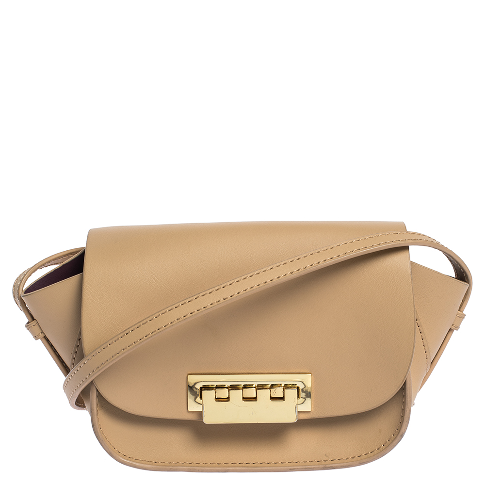 Image of Zac Posen Beige Leather Eartha Saddle Shoulder Bag