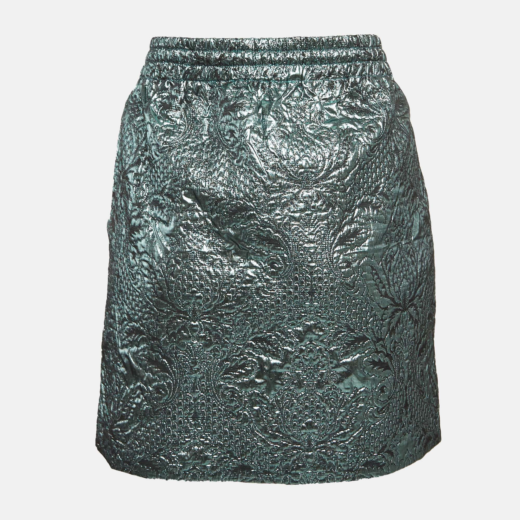 Zadig & Voltaire Deluxe Metallic Blue Floral Jacquard Mini Skirt S