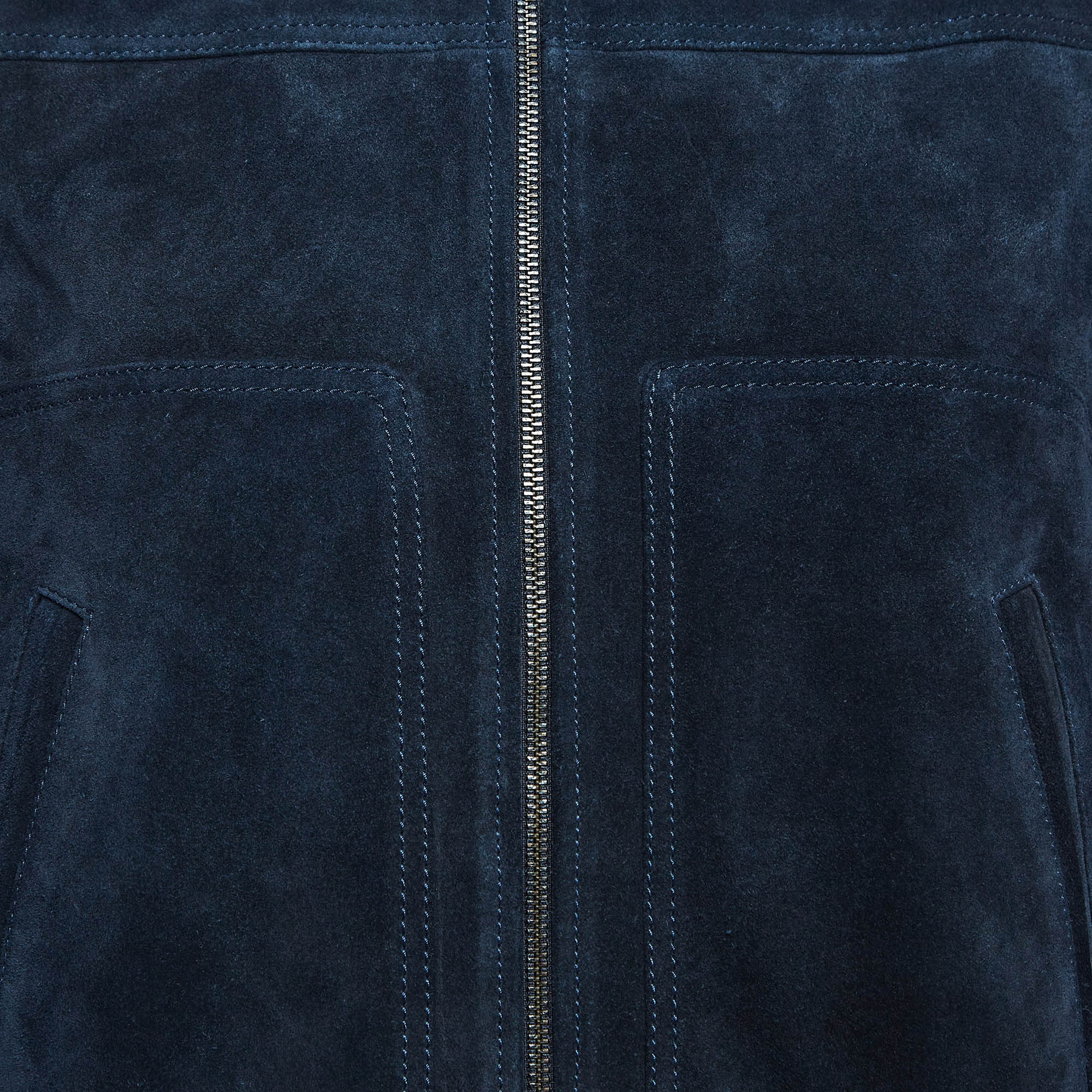 Zadig & Voltaire Navy Blue Suede Zip Front Leonna Jacket M