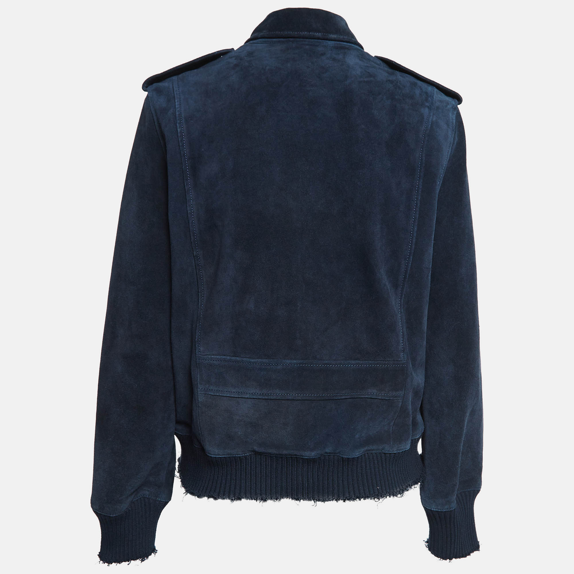 Zadig & Voltaire Navy Blue Suede Zip Front Leonna Jacket M