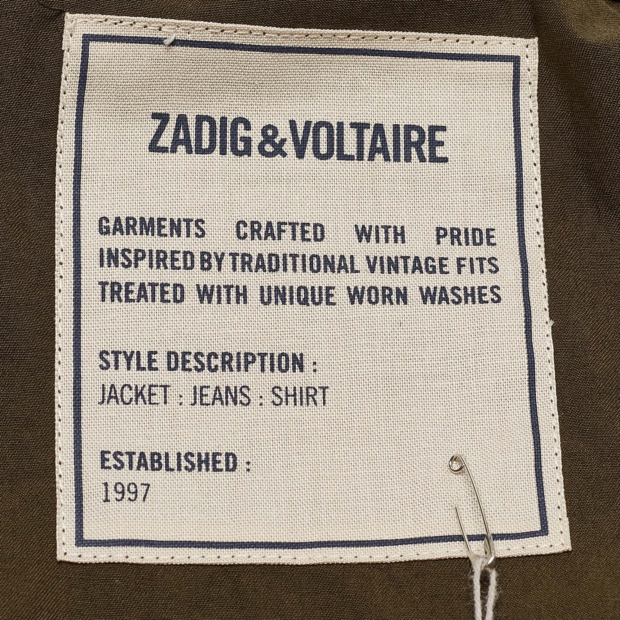 Zadig & Voltaire Military Green Cotton Wrap-Up Jacket XS