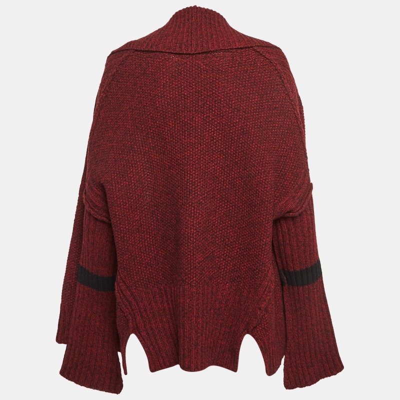 Zadig & Voltaire Burgundy Rib Knit Shawl Collar Mystic Cardigan M/L