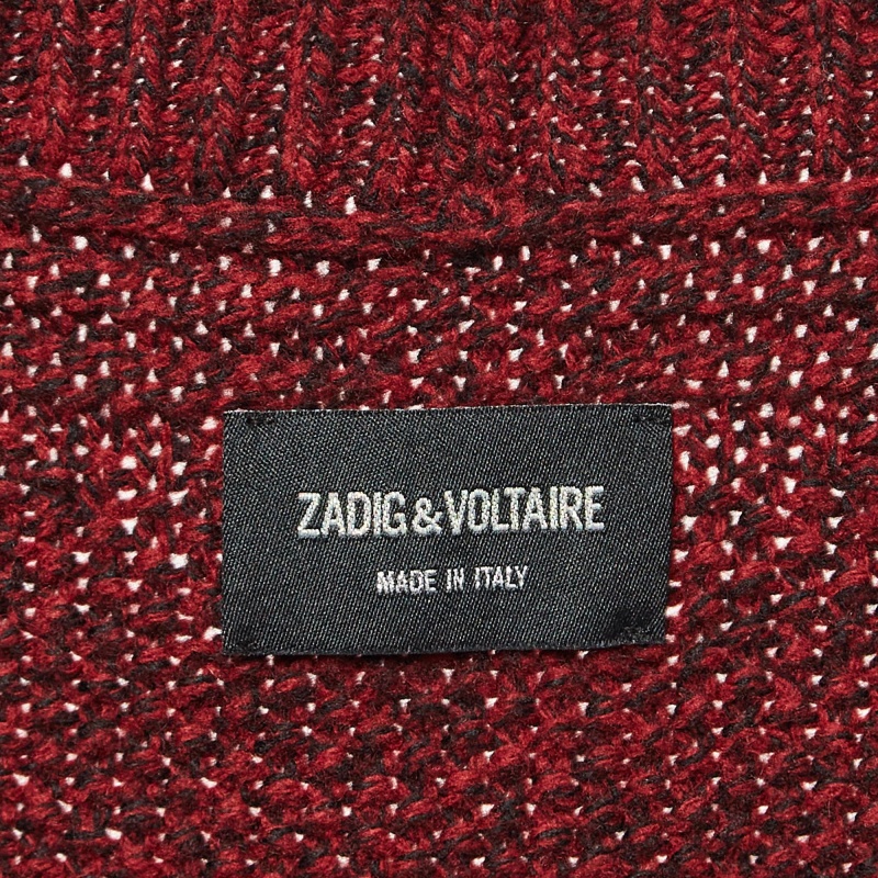 Zadig & Voltaire Burgundy Rib Knit Shawl Collar Mystic Cardigan M/L