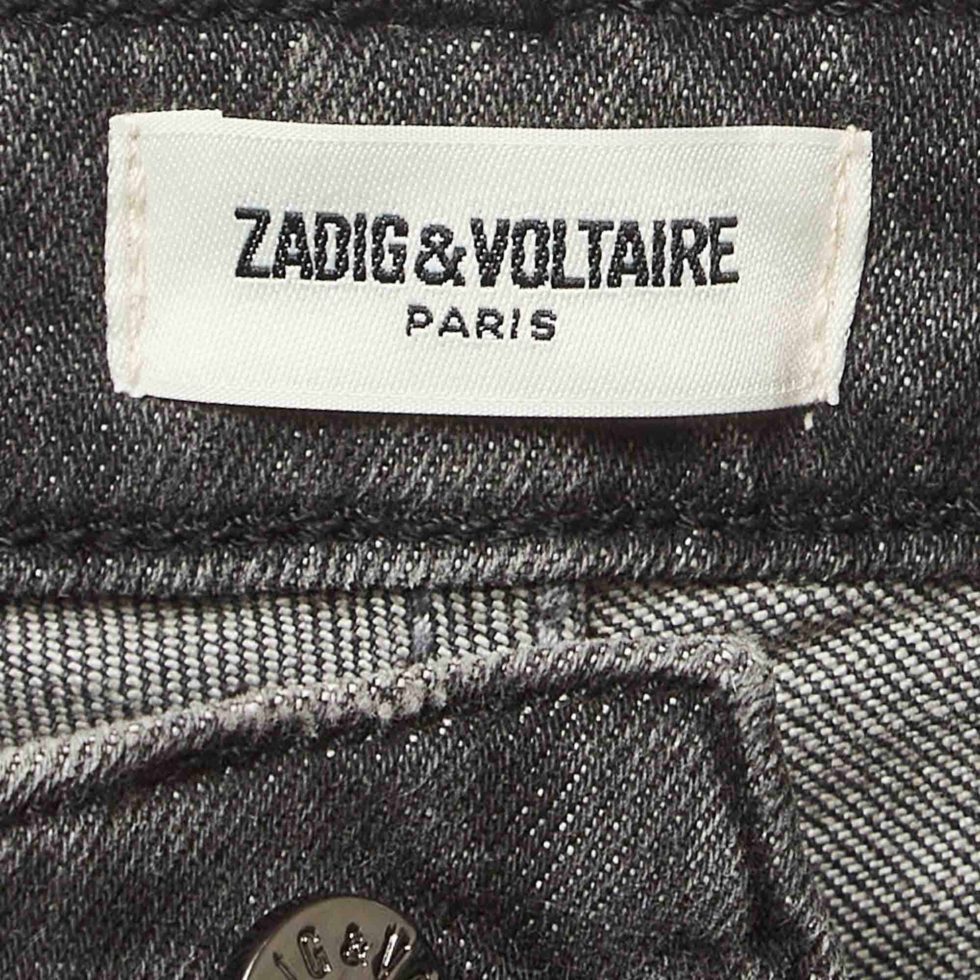 Zadig & Voltaire Grey Patch Work Denim Eva Jeans S Waist 25