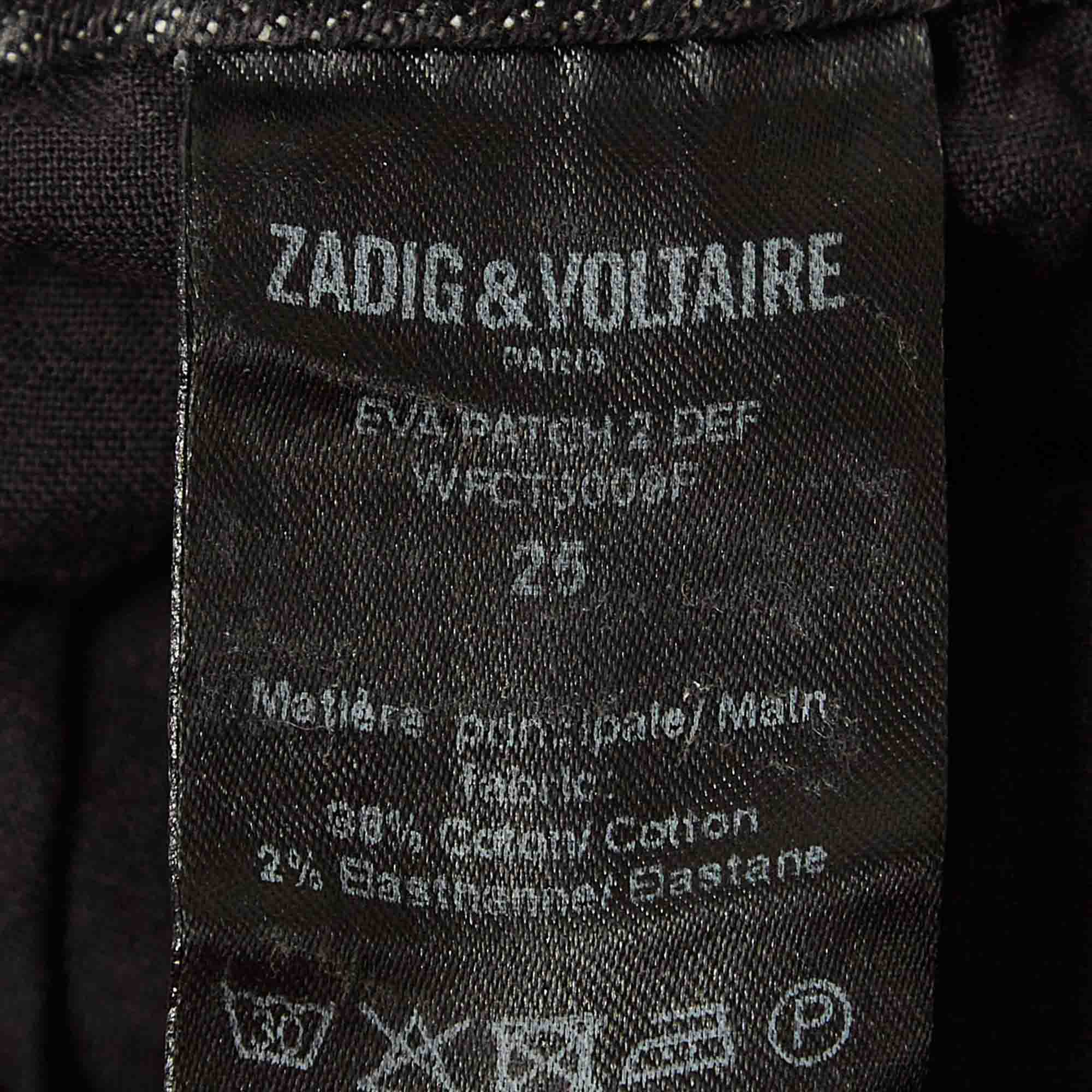 Zadig & Voltaire Grey Patch Work Denim Eva Jeans S Waist 25