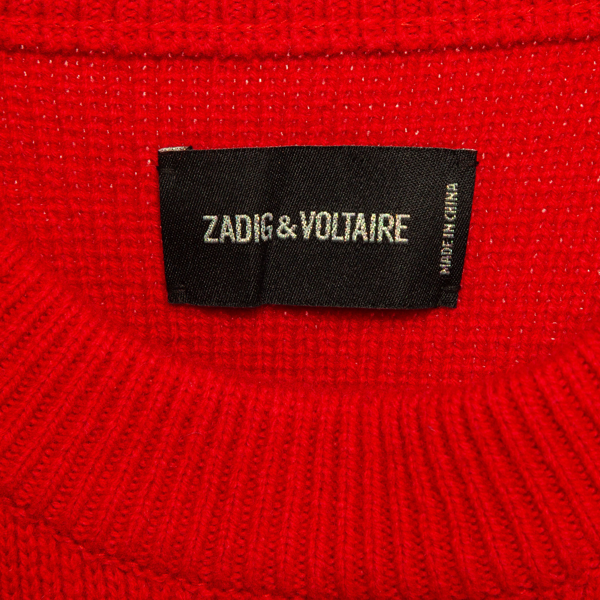 Zadig & Voltaire Red Fever Intarsia Rib Knit Amber Bis Sweater M