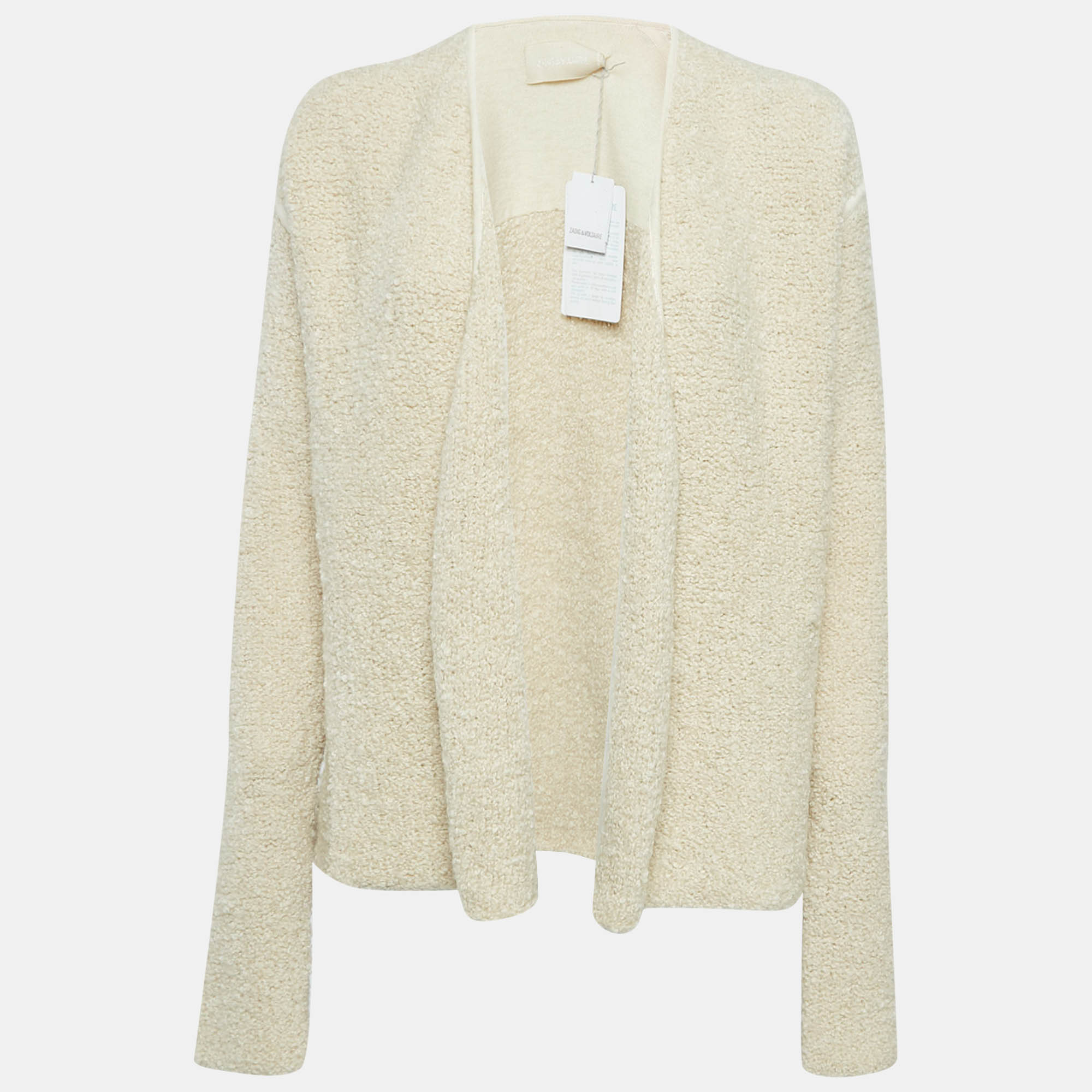 Zadig & Voltaire Cream Boucle Open Front Daphnee Cardigan M