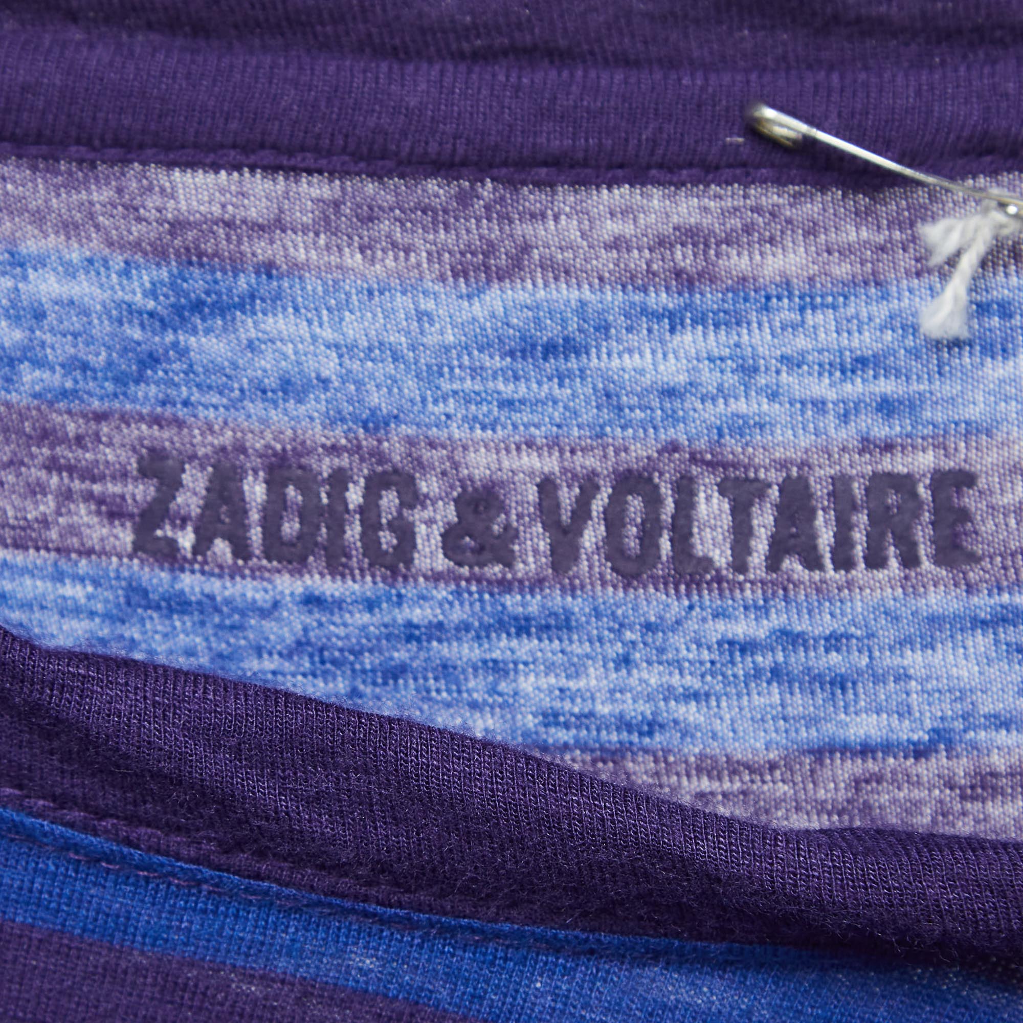 Zadig & Voltaire Blue/Purple Striped Jersey Regy T-Shirt S