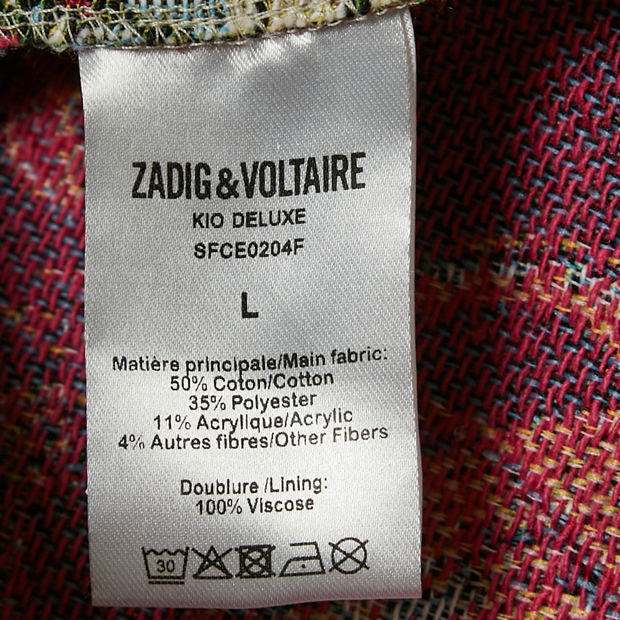 Zadig & Voltaire Multicolor Tapestry Kio Deluxe Vest L