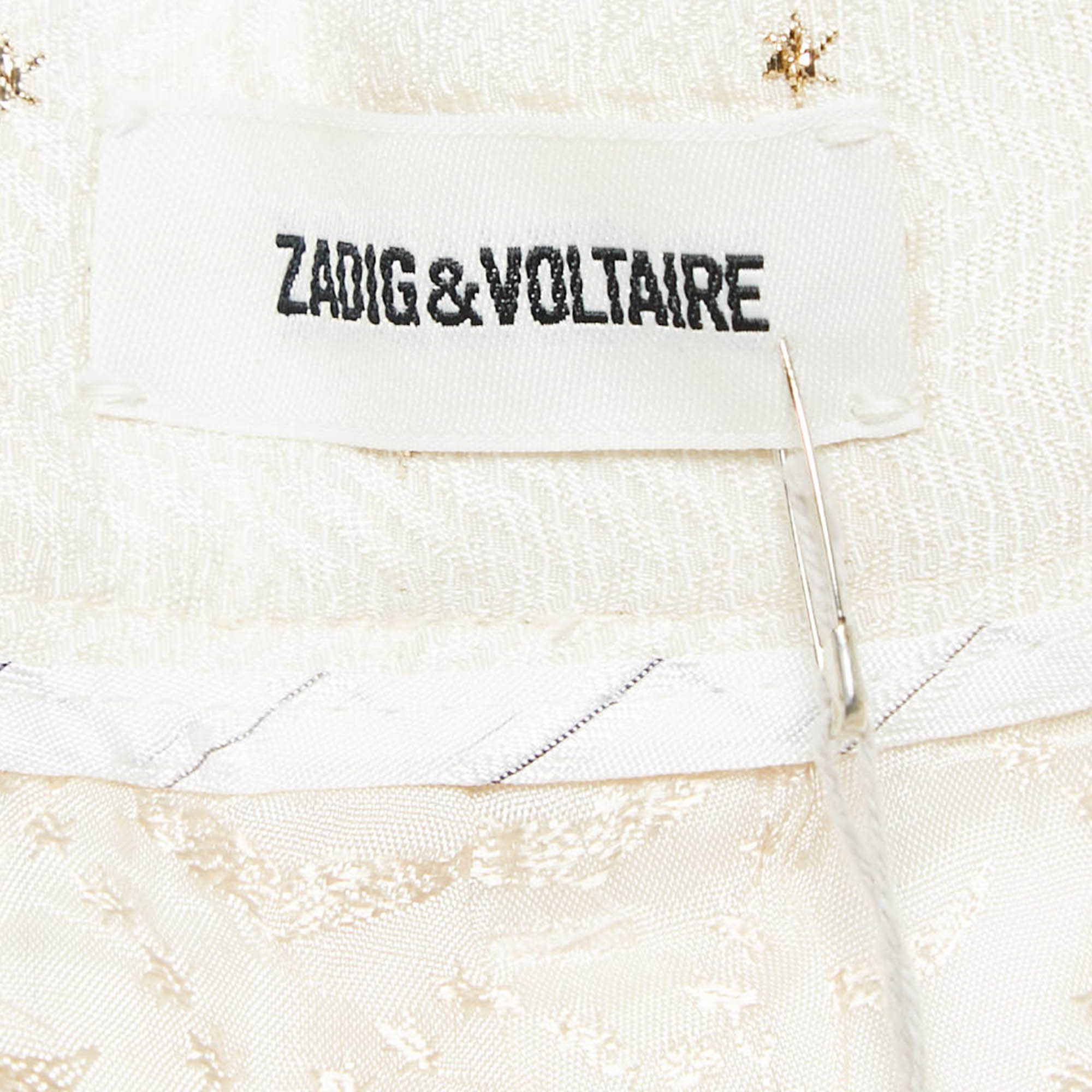 Zadig & Voltaire Off White Star Pist Jacquard Straight Leg Trousers M