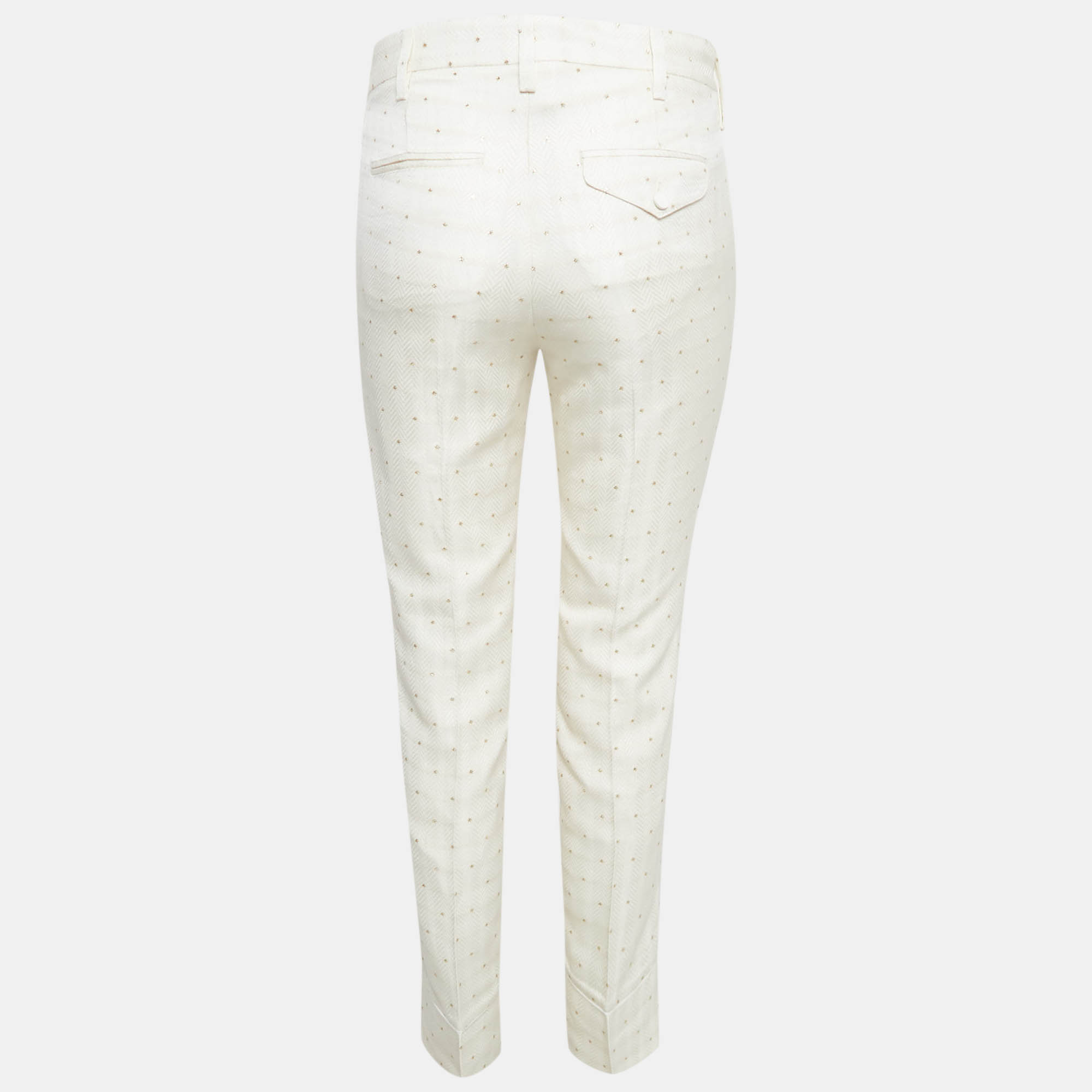 Zadig & Voltaire Off White Star Pist Jacquard Straight Leg Trousers M