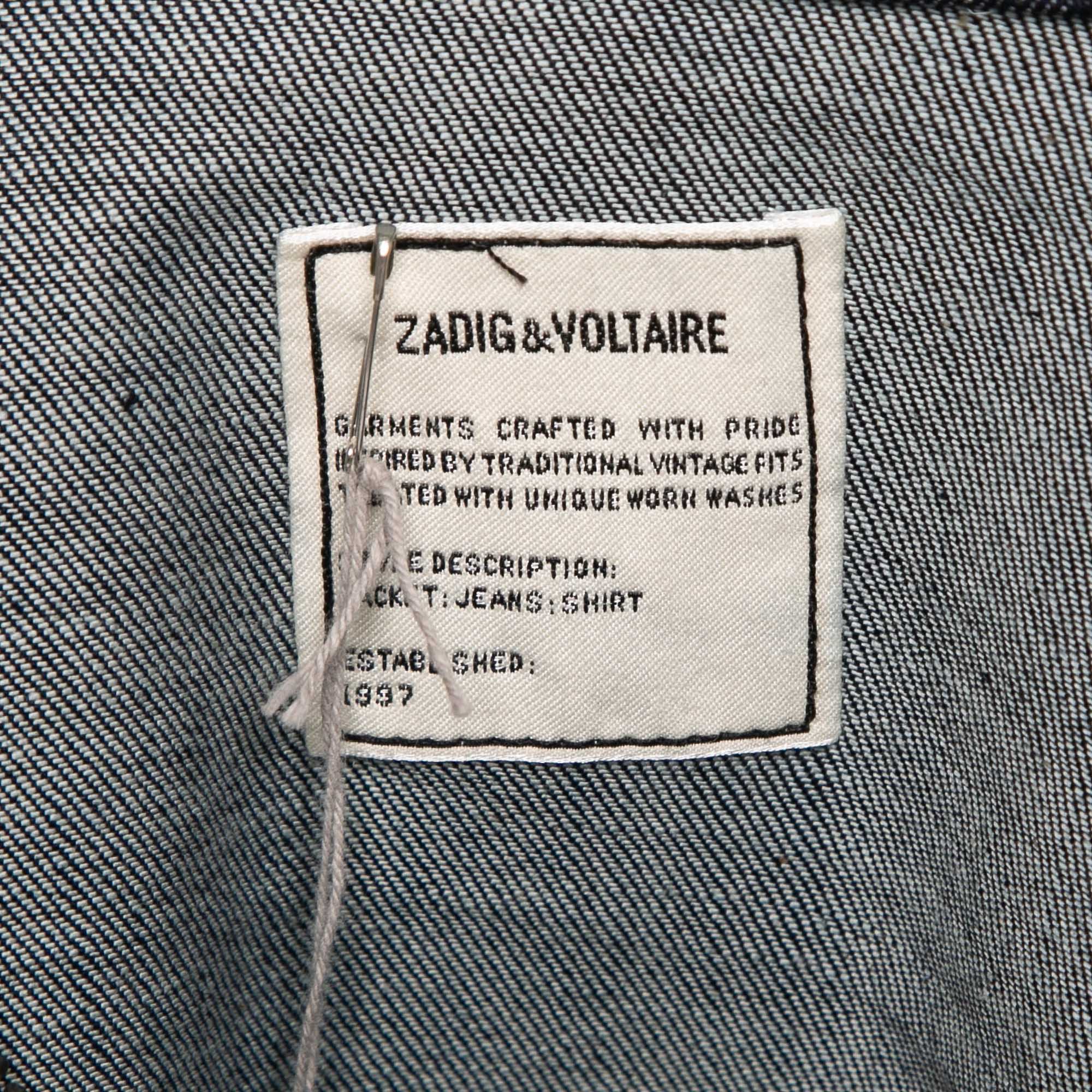 Zadig & Voltaire Blue Denim Button Front Base Brut Jacket M