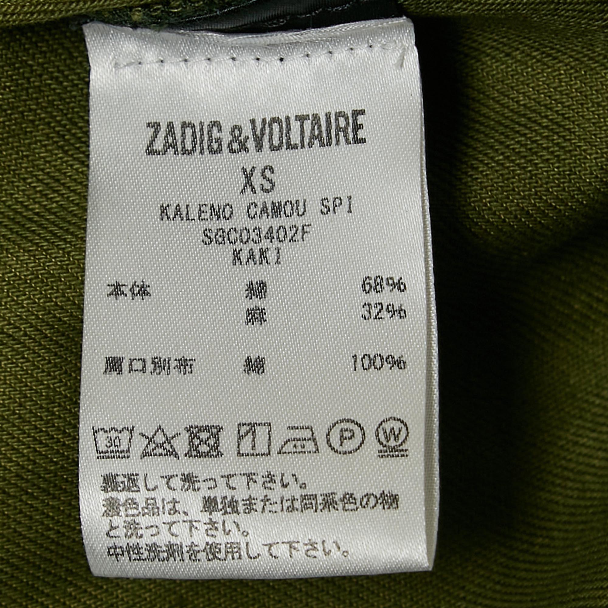 Zadig & Voltaire Military Green Camouflage Cotton Blend Kaleno Jacket XS