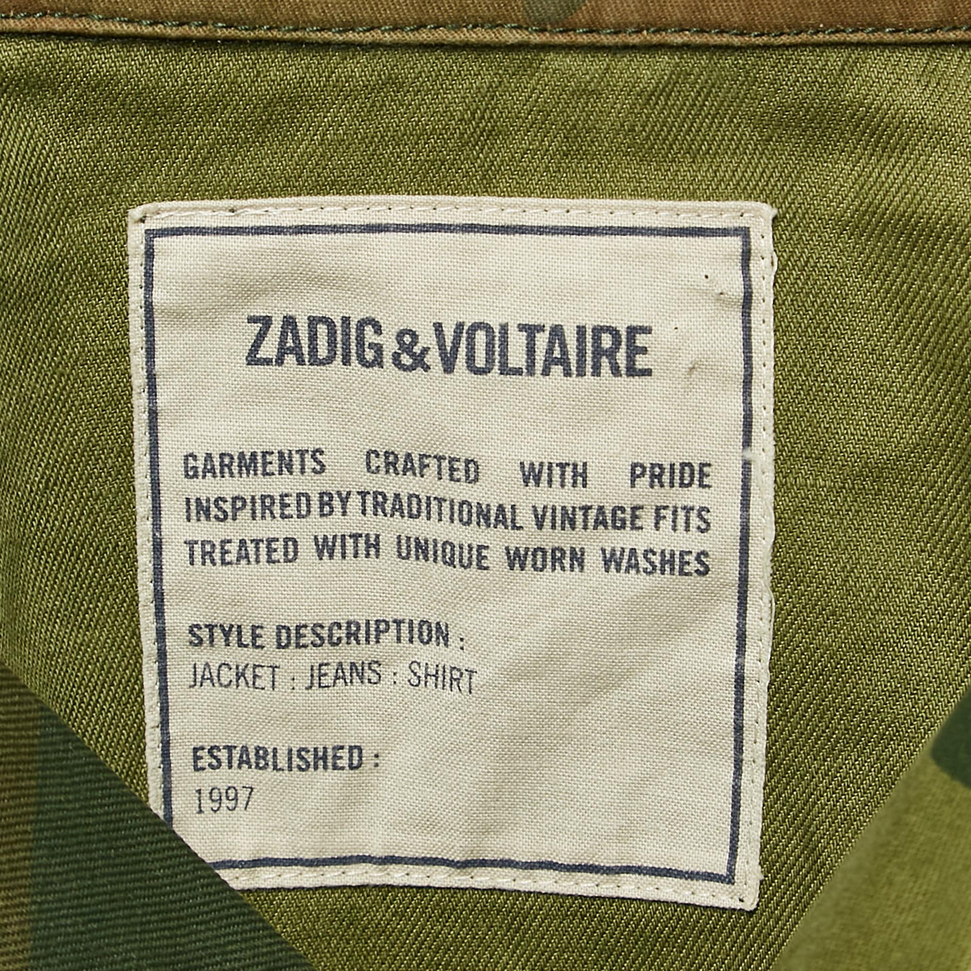 Zadig & Voltaire Military Green Camouflage Cotton Blend Kaleno Jacket XS