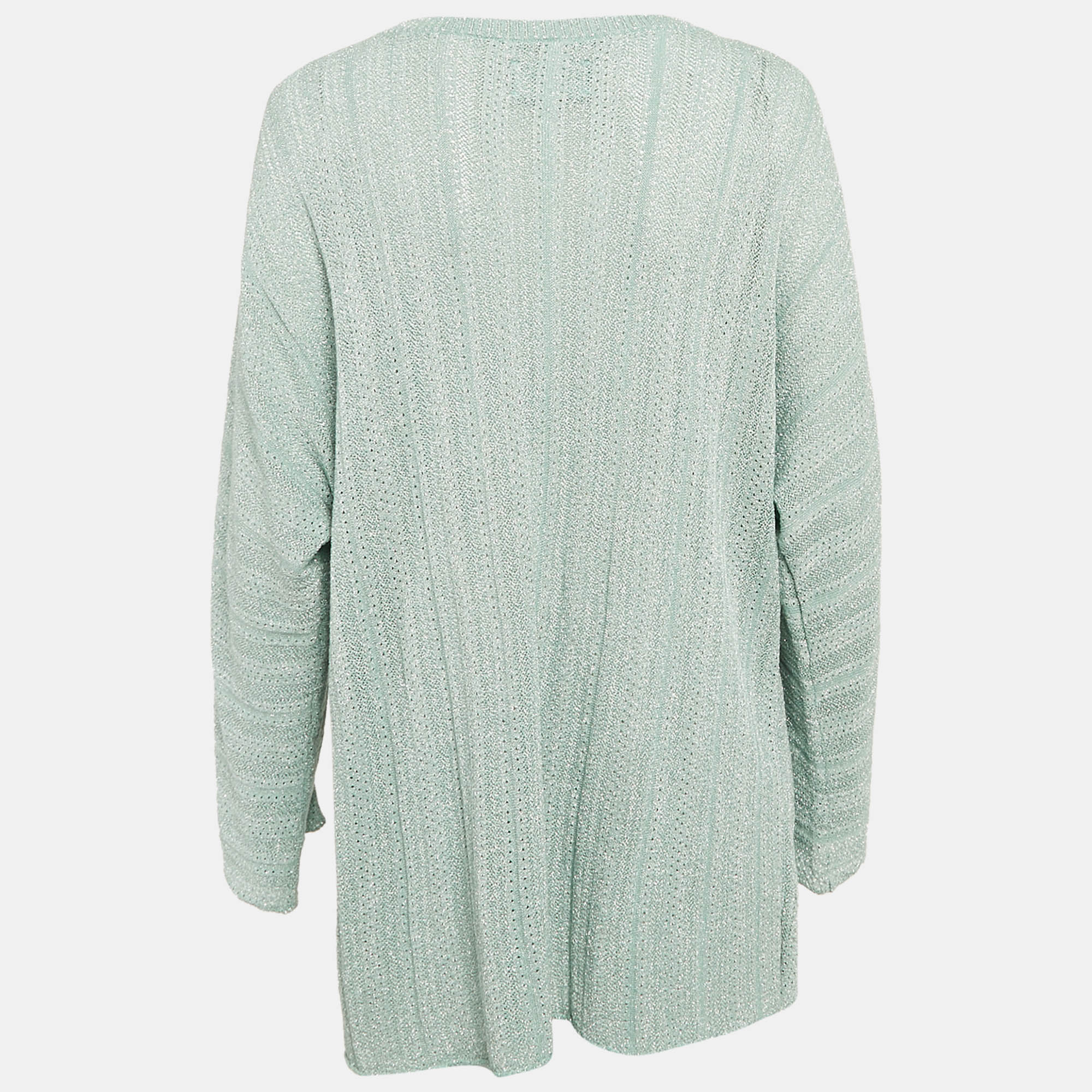 Zadig & Voltaire Green Lurex Knit Flint Pointelle Sheer Sweatshirt L