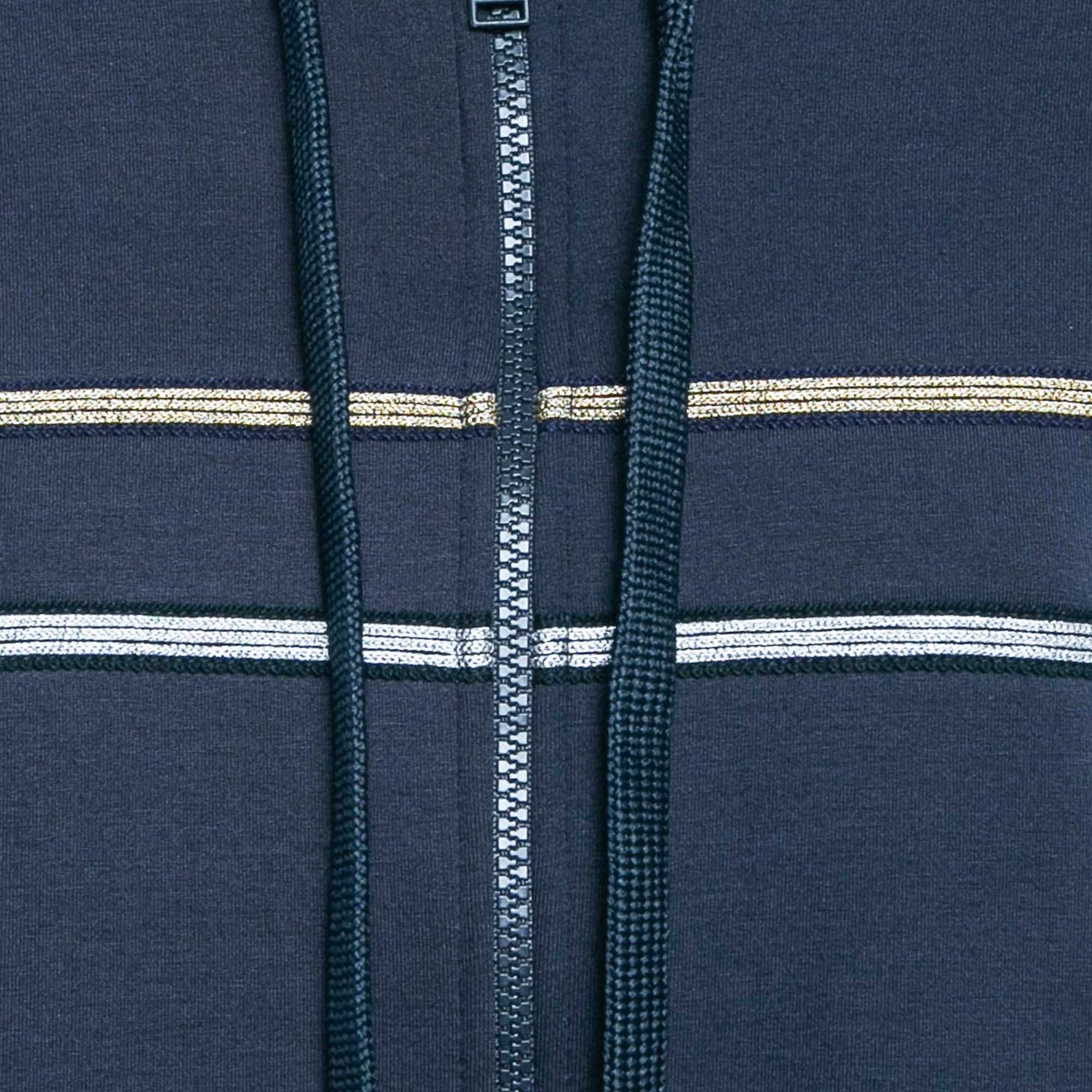 Zadig & Voltaire Navy Blue Striped Neoprene Zip Up Hoodie L