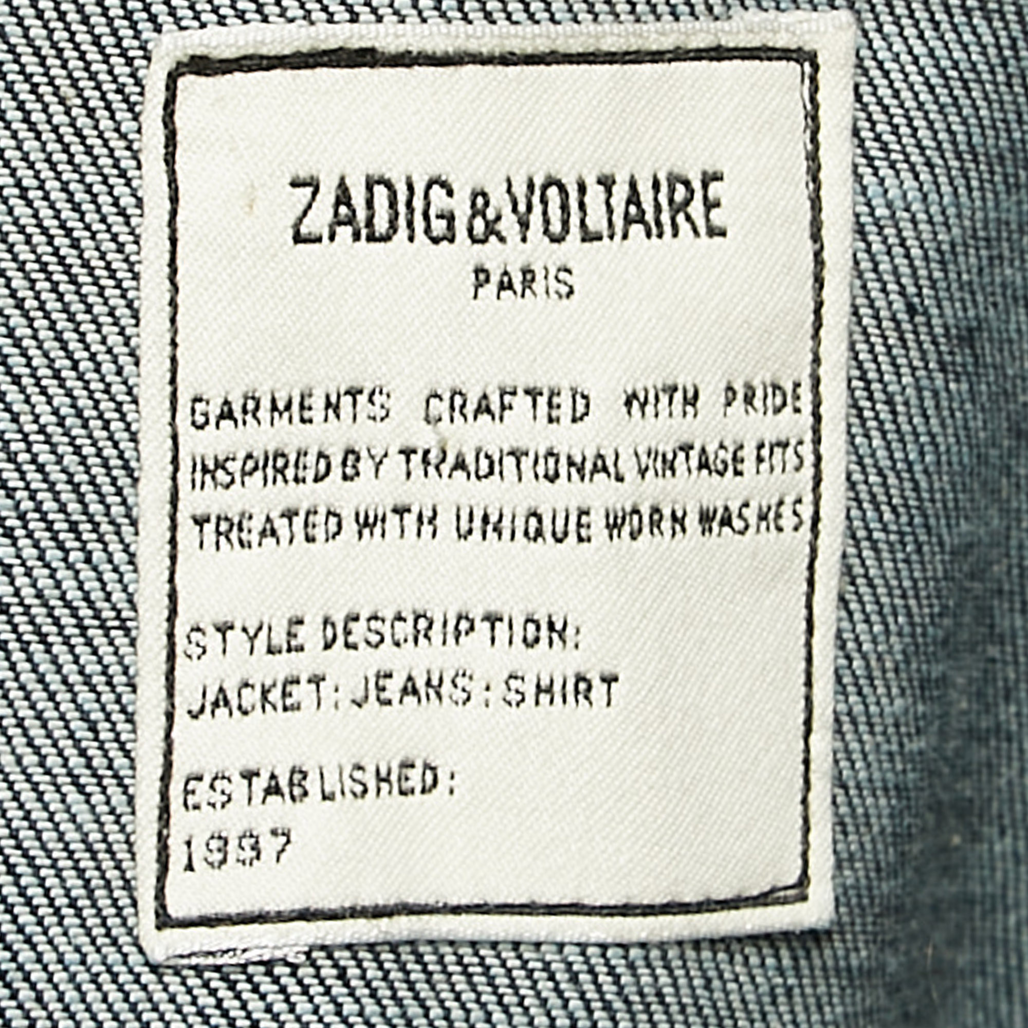 Zadig & Voltaire Blue Denim Base Brut Jacket XS